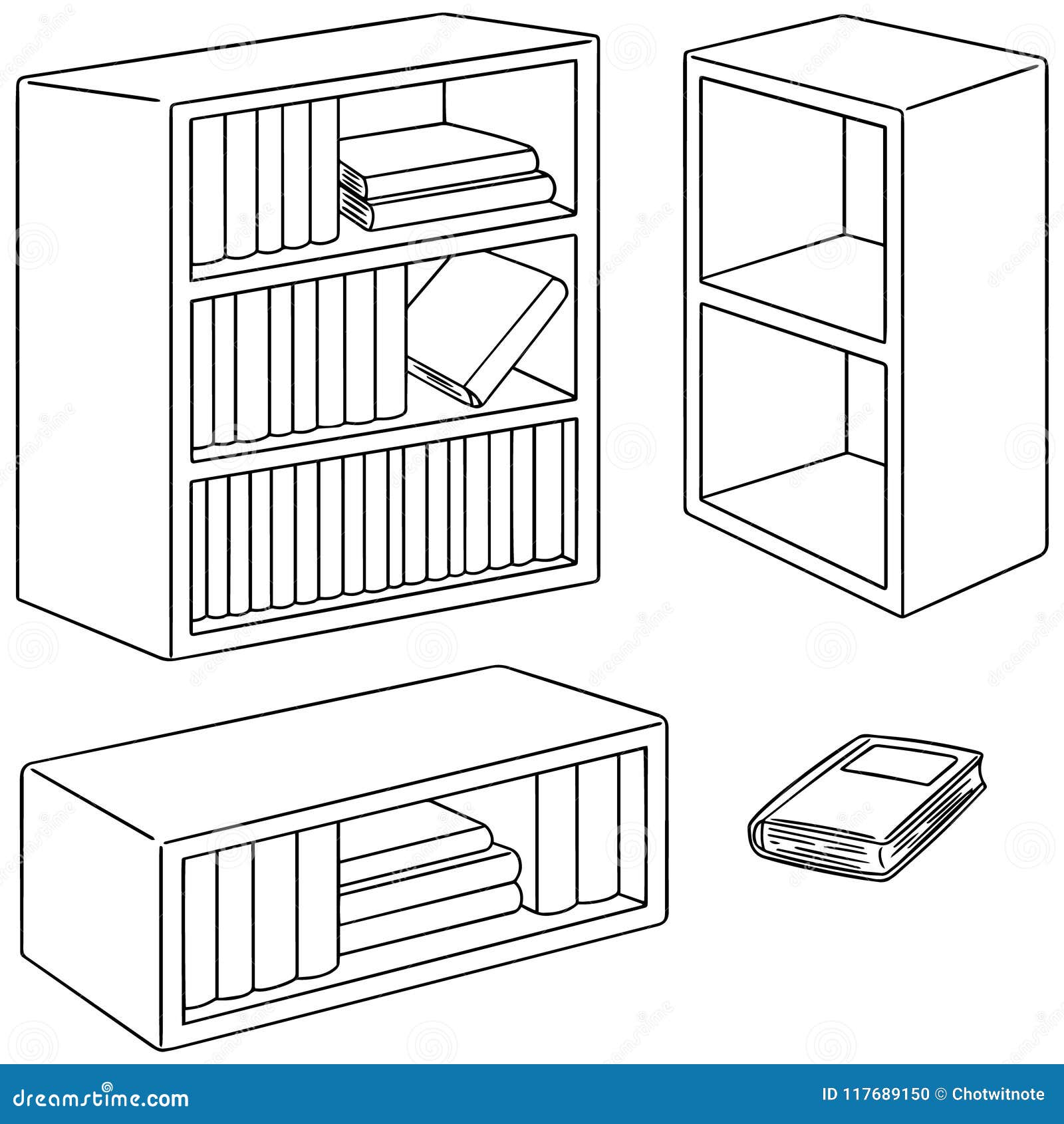 Vector Set Of Bookshelf Stock Vector Illustration Of Antique