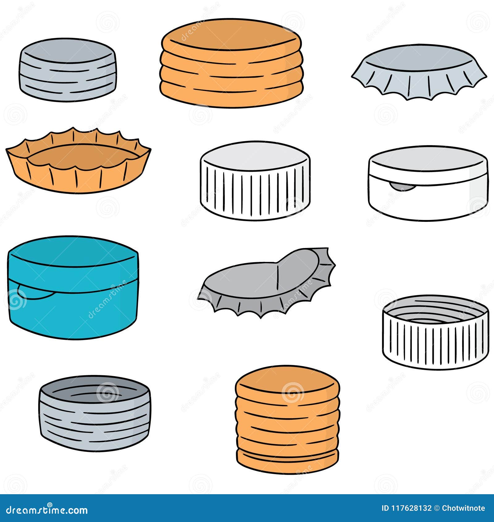 Vector set of bottle cap stock vector. Illustration of decor 117628132