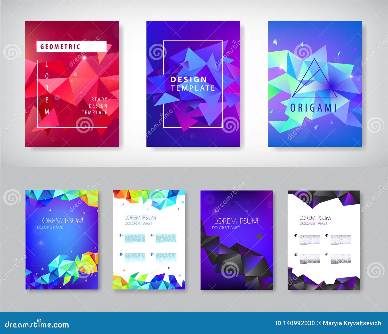 Vector Set Of Brochure Design Templates Cover Design Flyers Abstract Business Flyer Geometric Triangle Facet Stock Vector Illustration Of Concept Folder