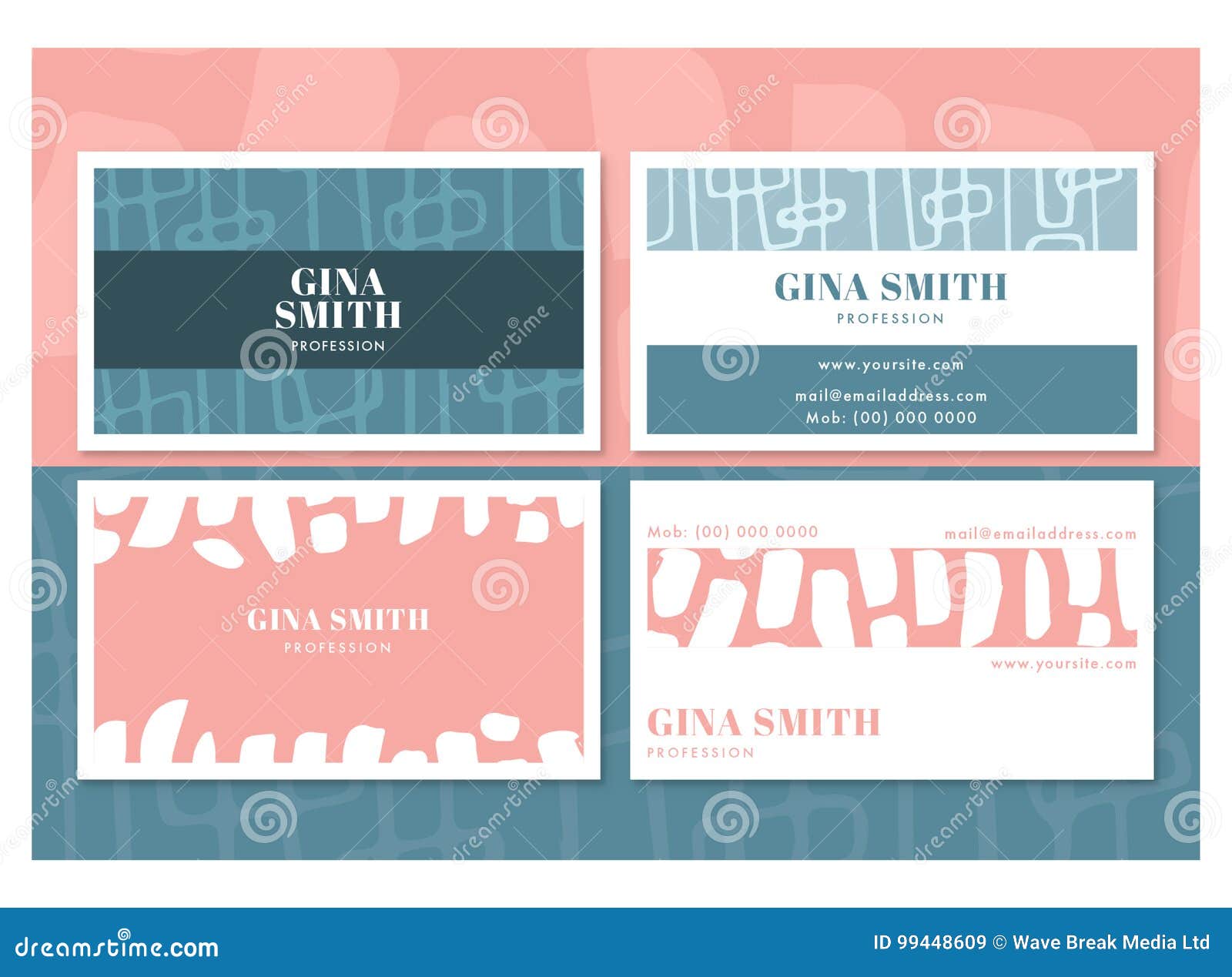  set of business card with gina smith text