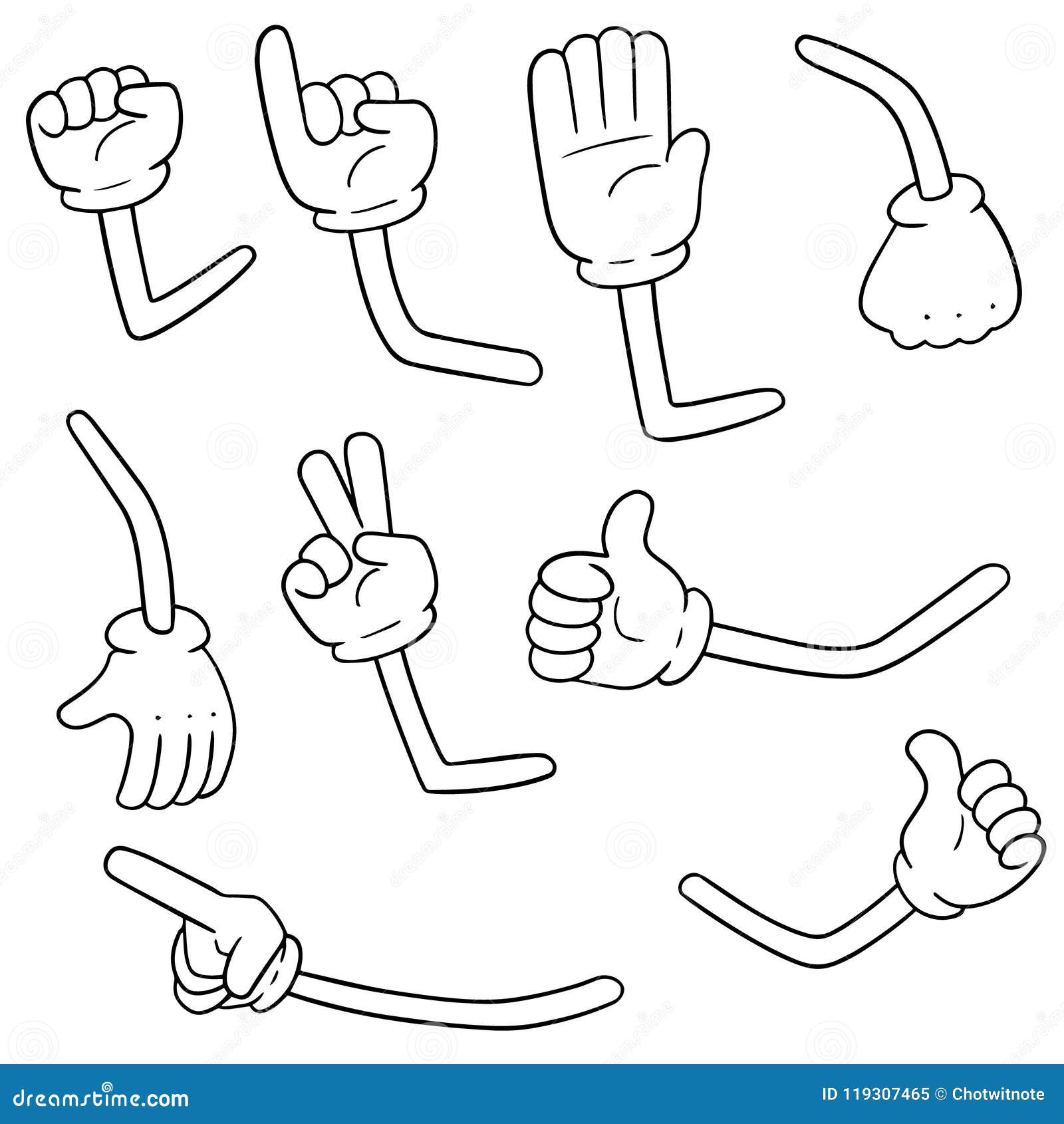 Vector set of cartoon arms stock vector. Illustration of male 119307465
