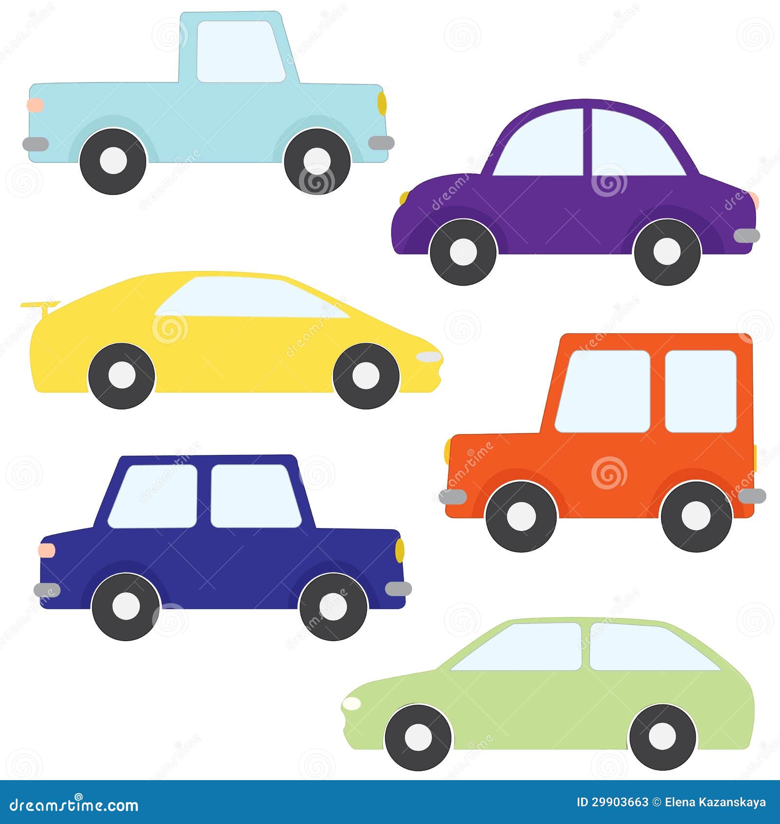 Set of vector cartoon cars stock vector. Illustration of graphic - 29903663