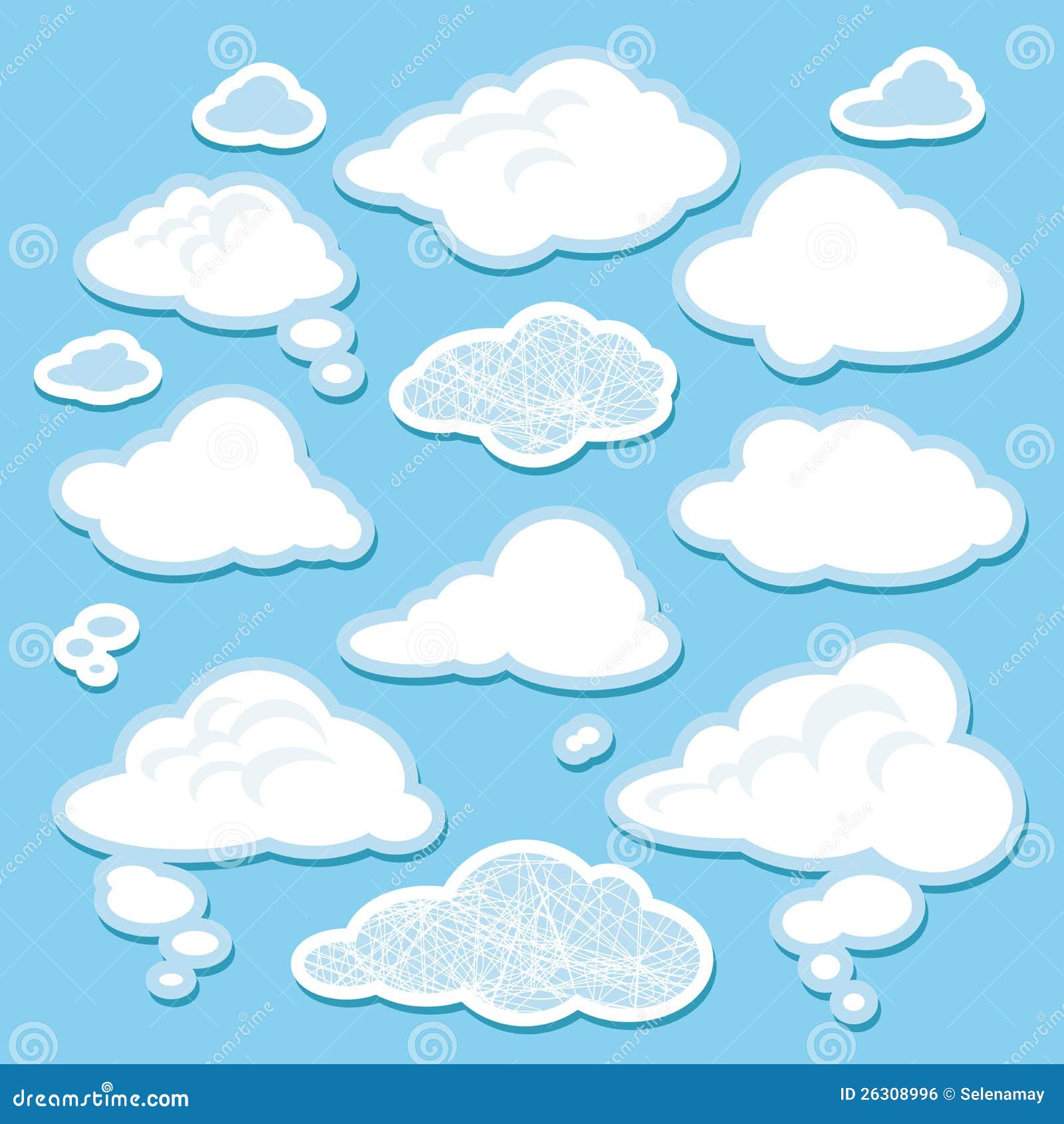 Vector Set of Cartoon Clouds Stock Vector - Illustration of climate,  modern: 26308996