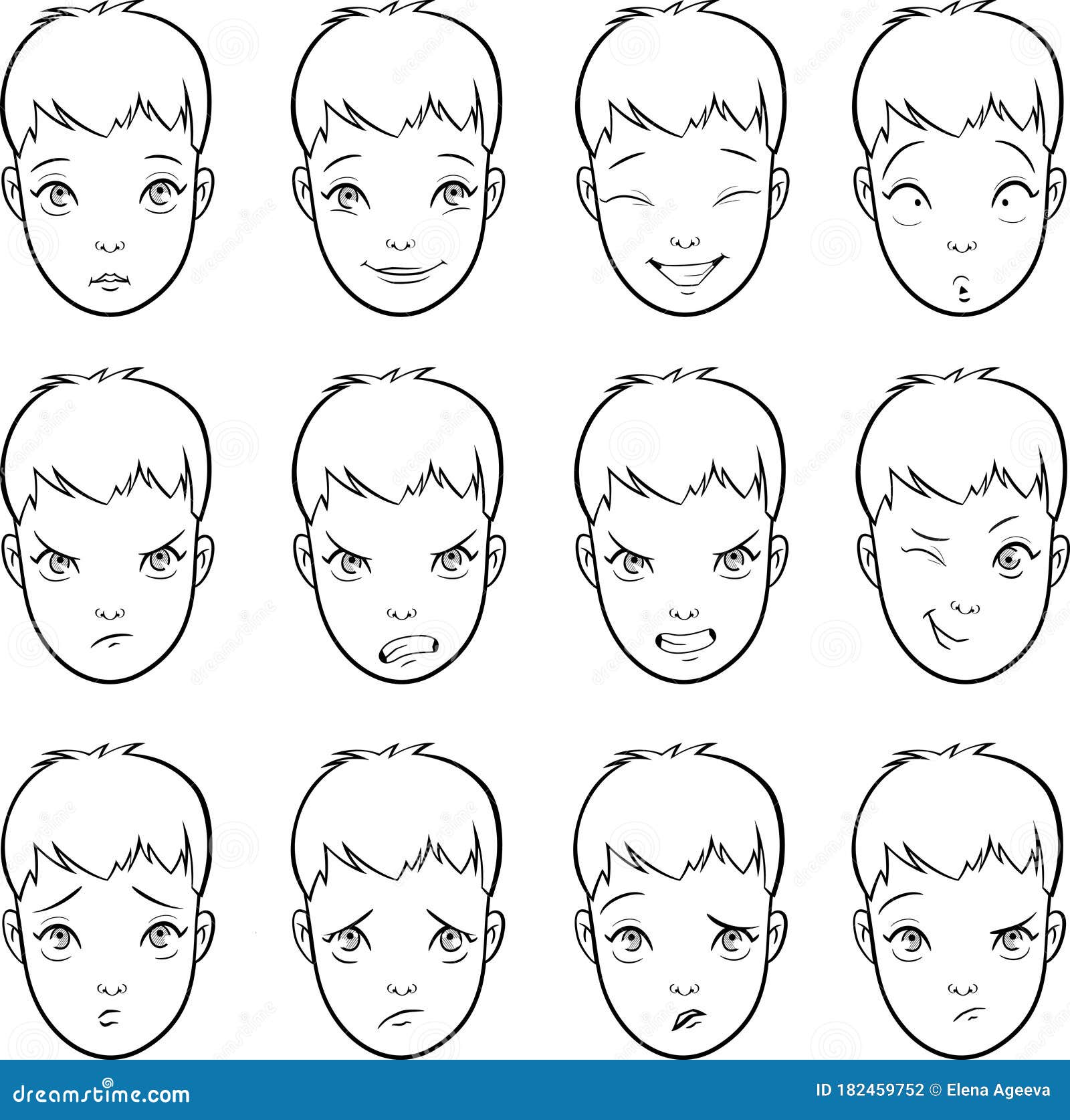 Vector Set of Cartoon Faces with Various Moods Emotions and Expressions  Stock Vector - Illustration of artwork, confused: 182459752