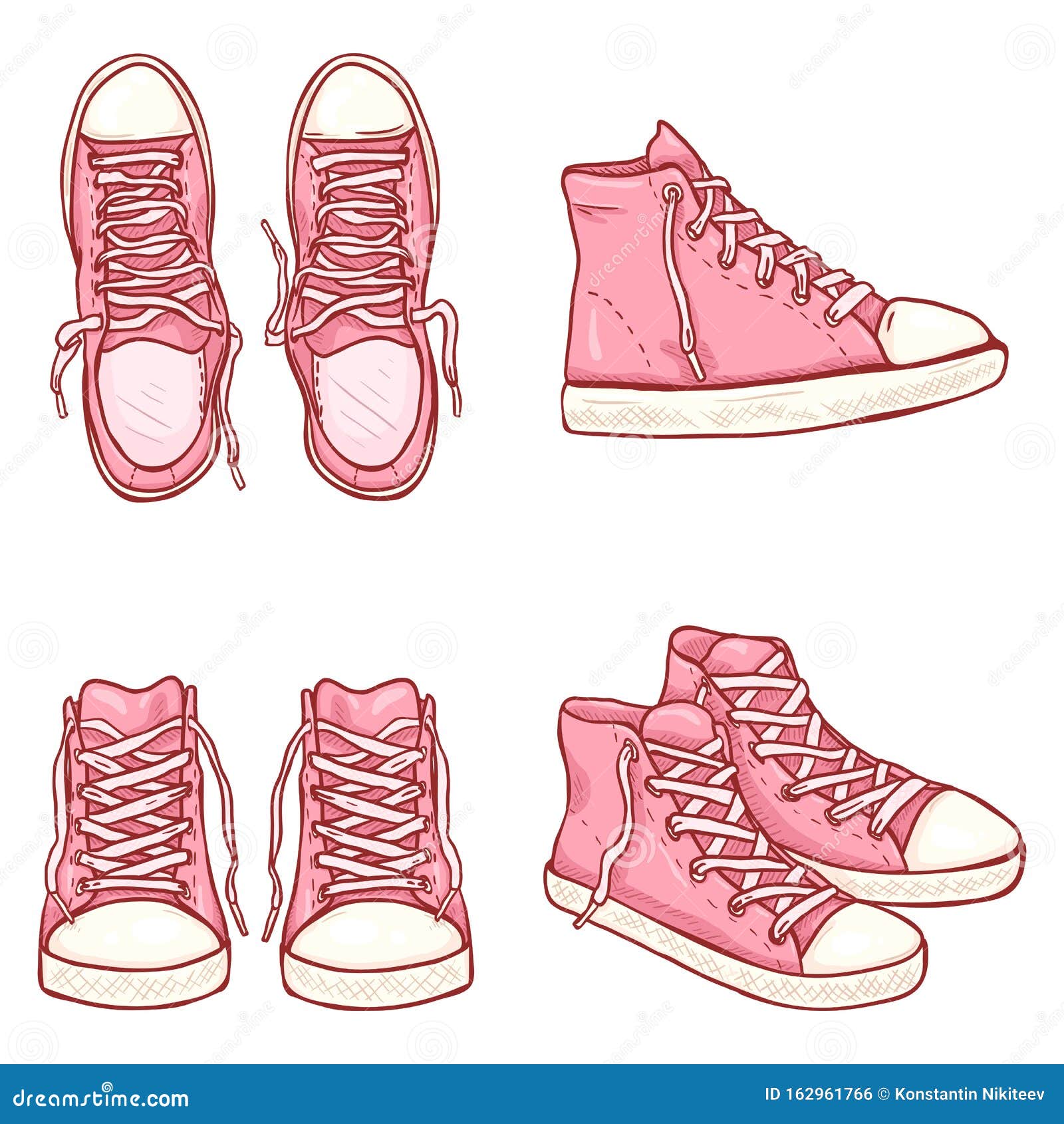 Vector Set of Cartoon High Pink Gumshoes Stock Vector - Illustration of ...