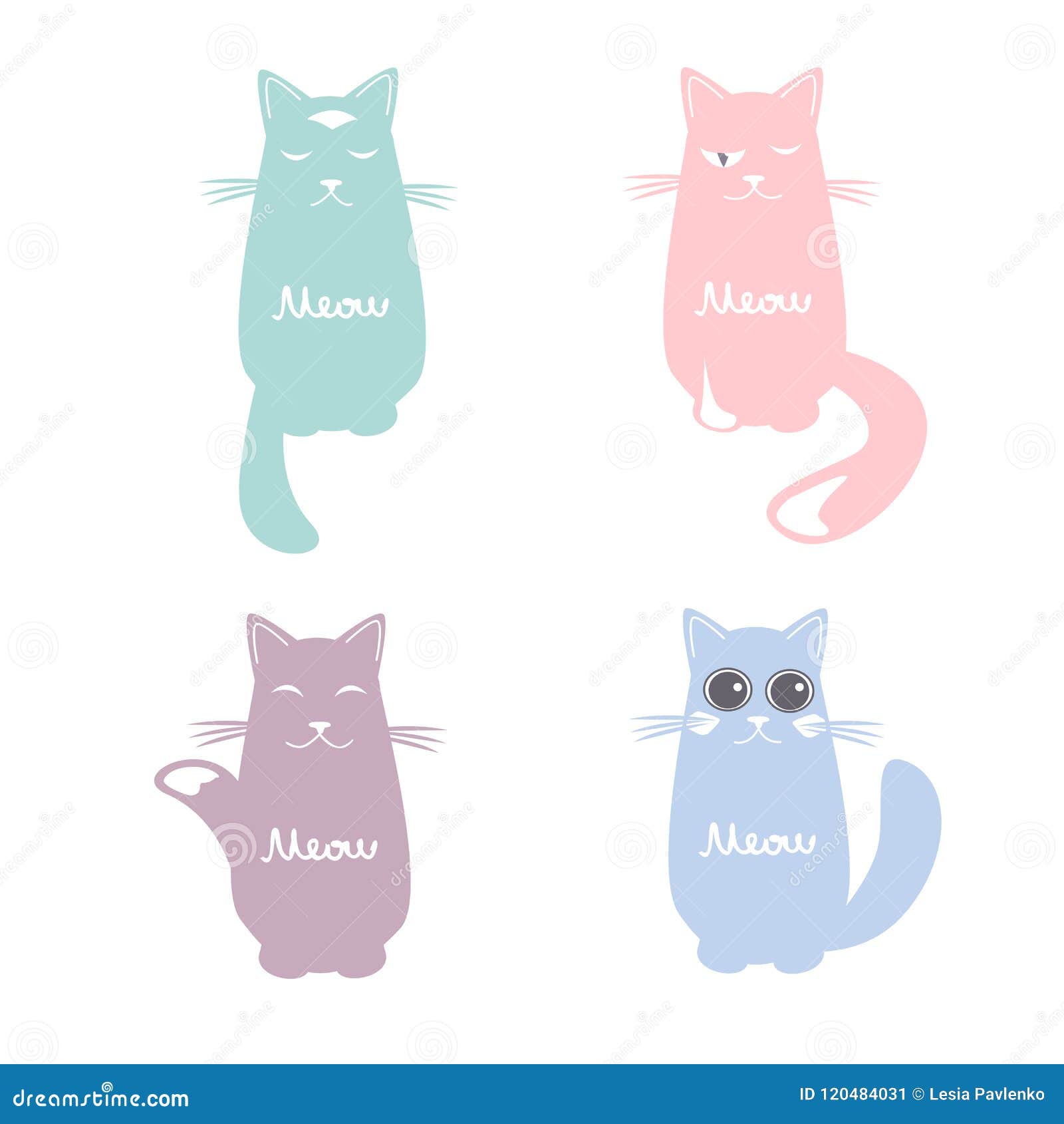 Vector Set of Cartoon Images of Cute Cats Stock Vector - Illustration ...
