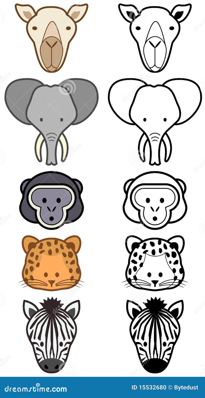 Vector Set Of Cartoon Wild Or Zoo Animals Stock Vector Illustration Of Head Isolated Vector Set Of Cartoon Wild Or Zoo Animals Stock Vector Illustration Of Head Isolated