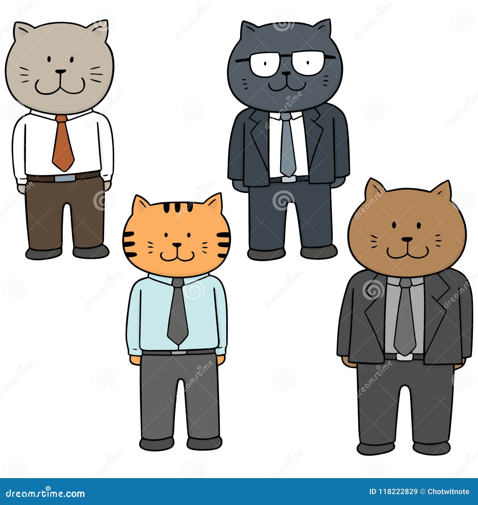 Vector Set of Cat Wearing Clothes Stock Vector - Illustration of line,  animal: 118222829
