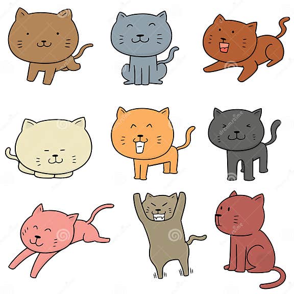 Vector set of cats stock vector. Illustration of feline - 118644304