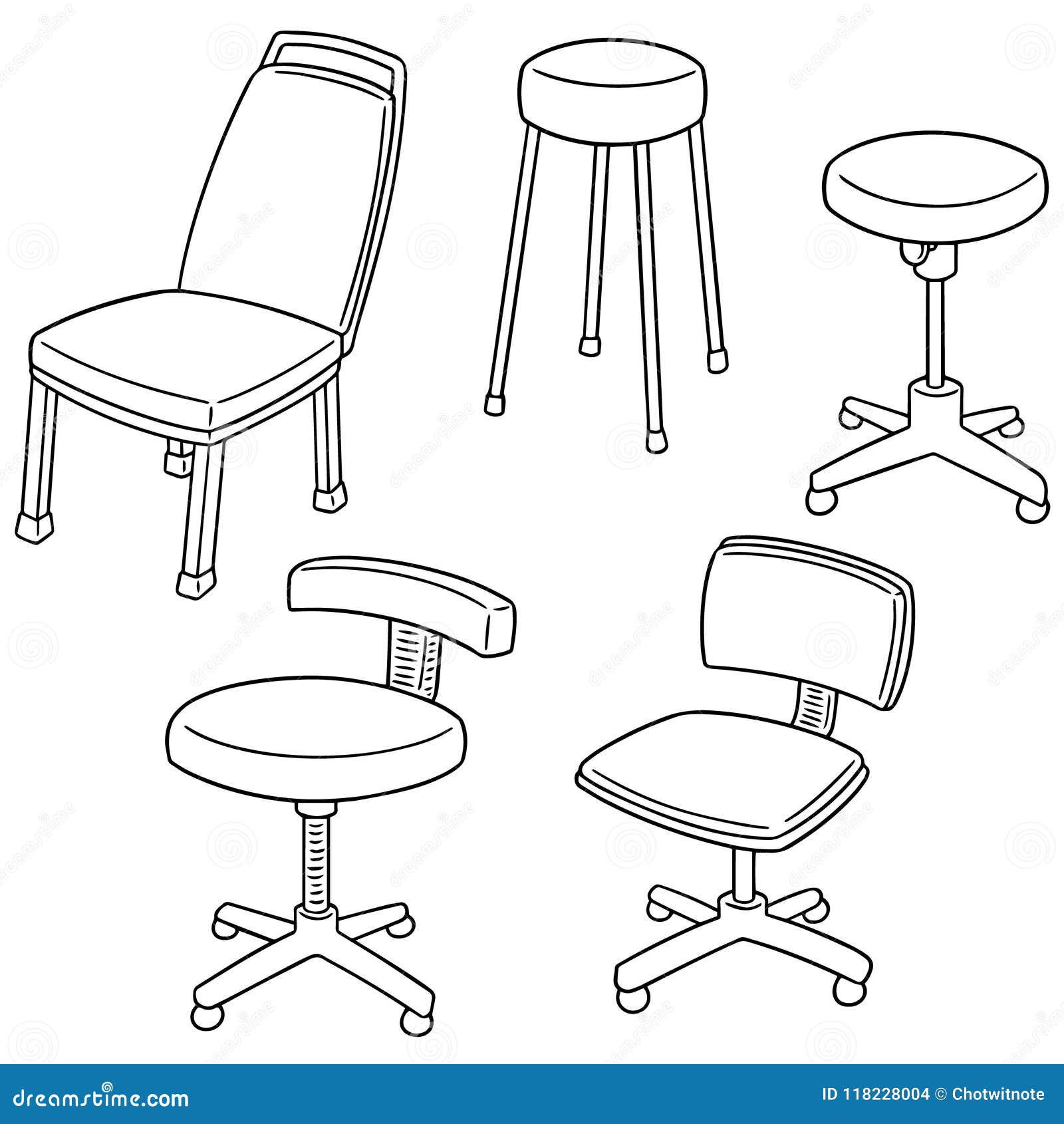 Vector set of chairs stock vector. Illustration of deco 118228004