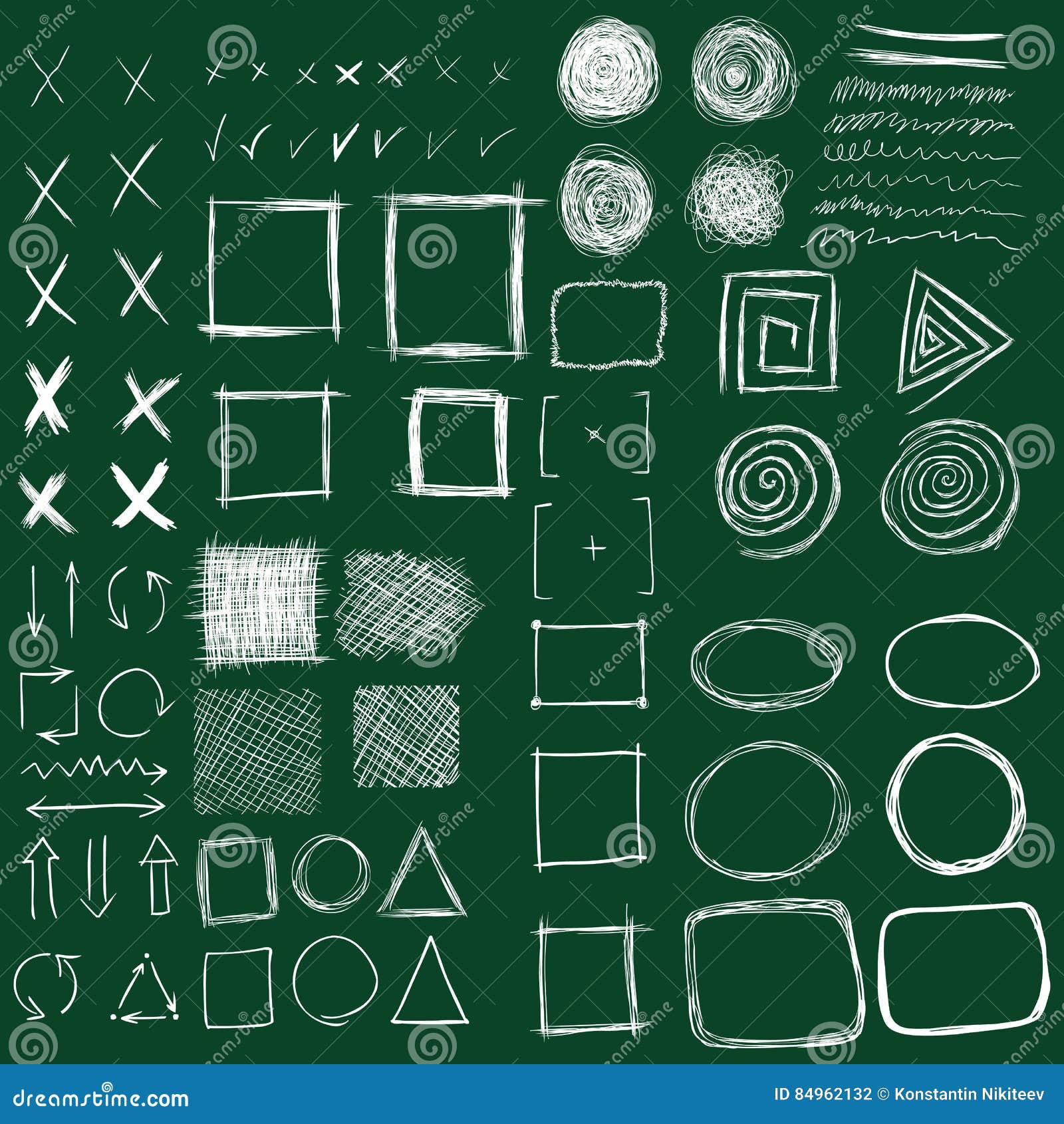 Vector Set of Chalk Abstract Doodles Stock Vector Illustration of arrow, circle 84962132