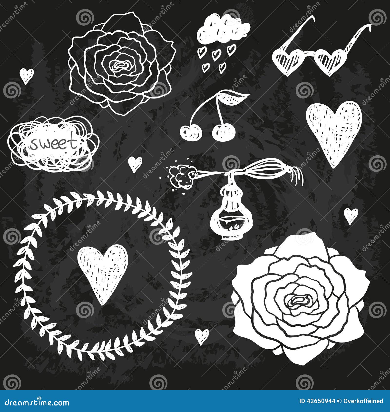 Vector Set of Chalk Doodles on Chalkboard Stock Vector Illustration of black, drawn 42650944
