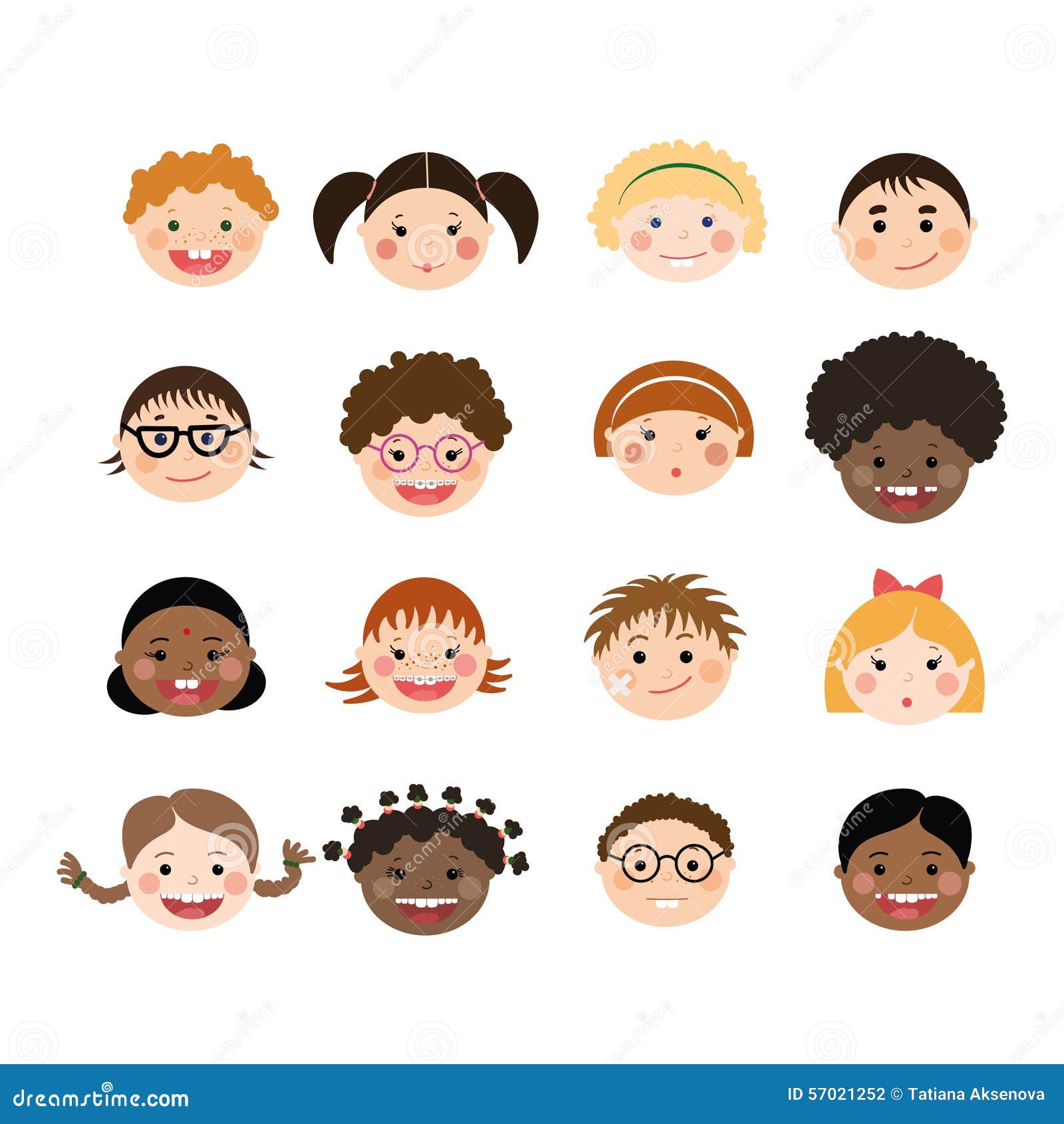 Stock Photography: Vector set of children smiling faces. Image