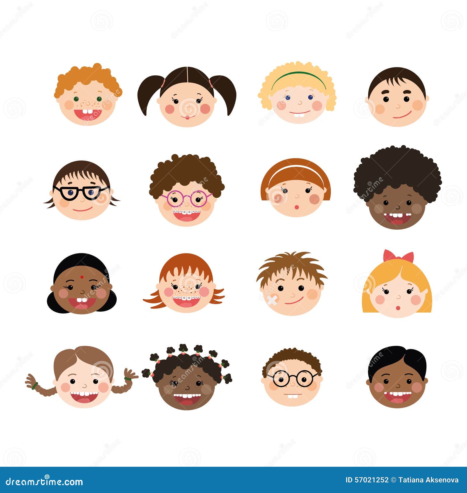 Stock Photography: Vector set of children smiling faces. Image 