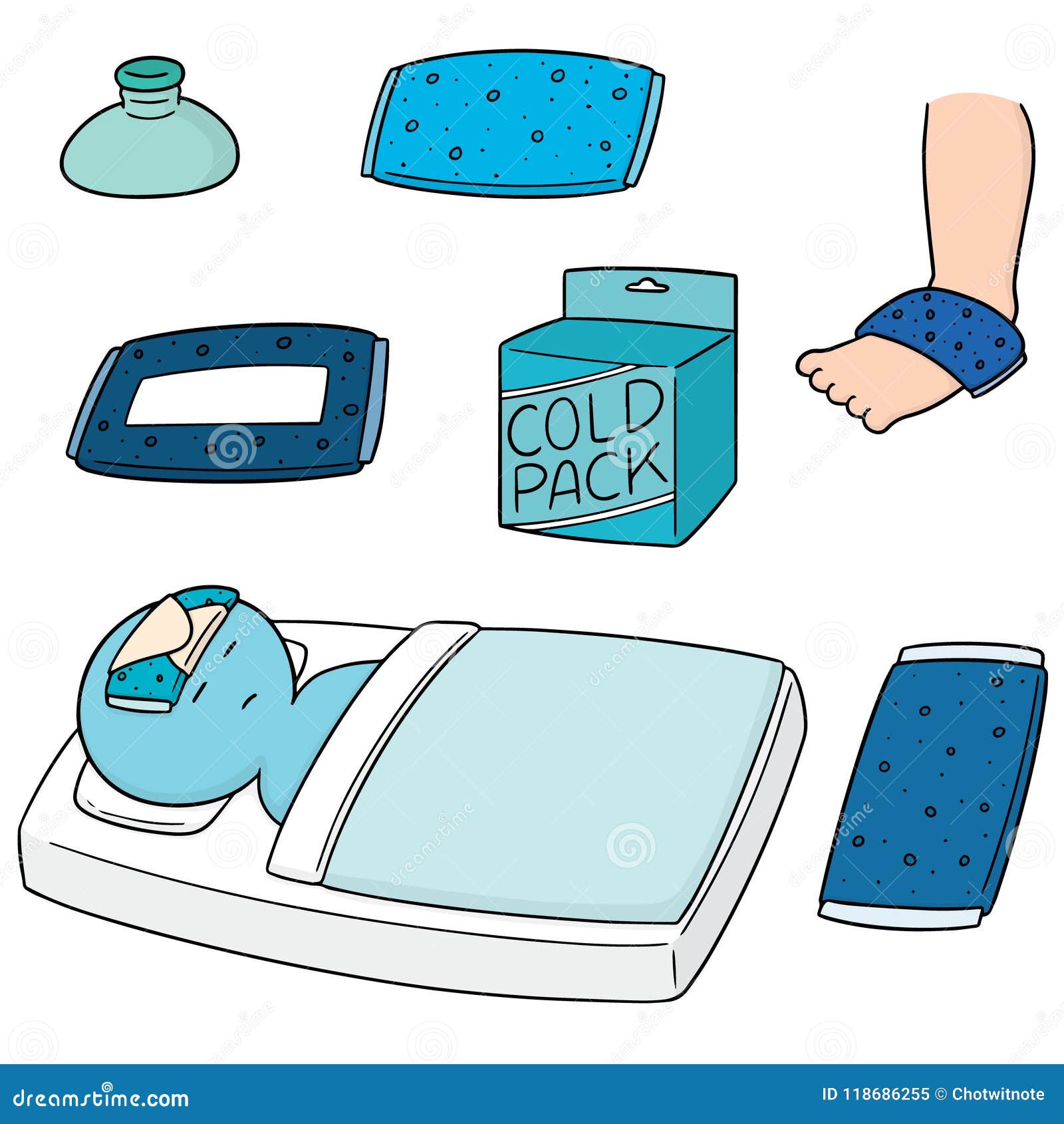 Vector set of cold pack stock vector. Illustration of drawn 118686255