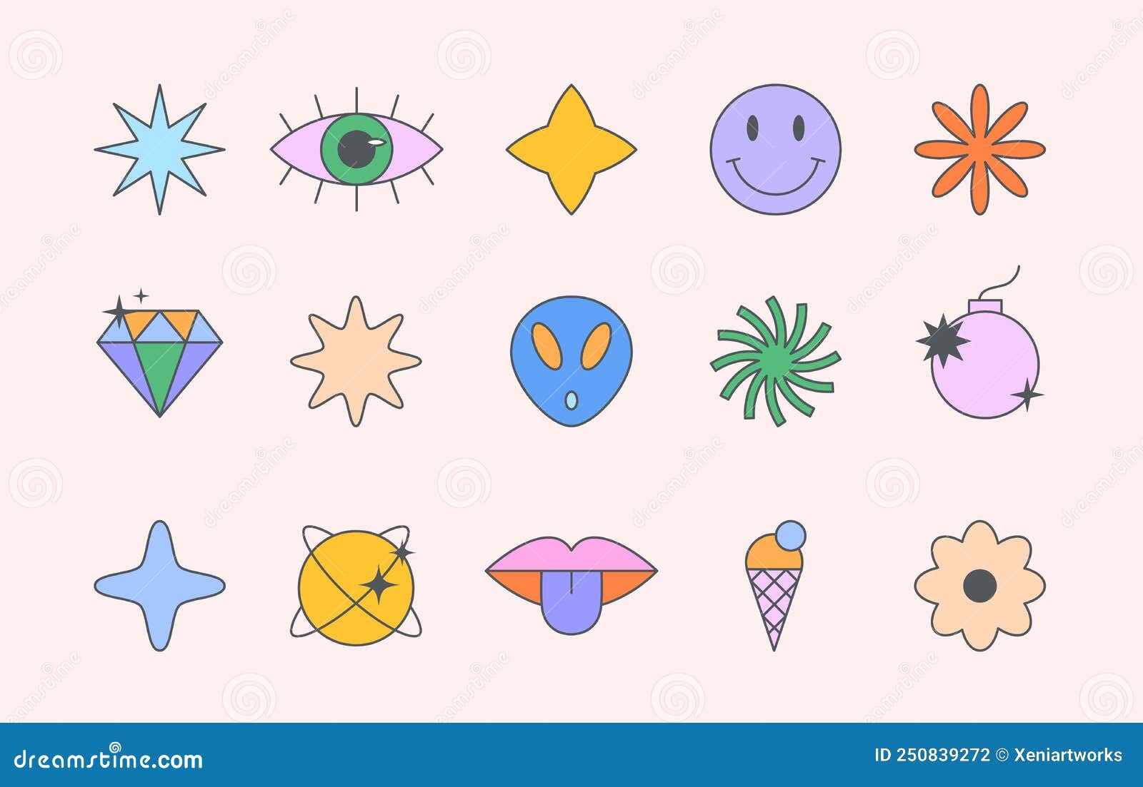 Vector Set of Colorful Fun Patches,stickers and Geometric Shapes