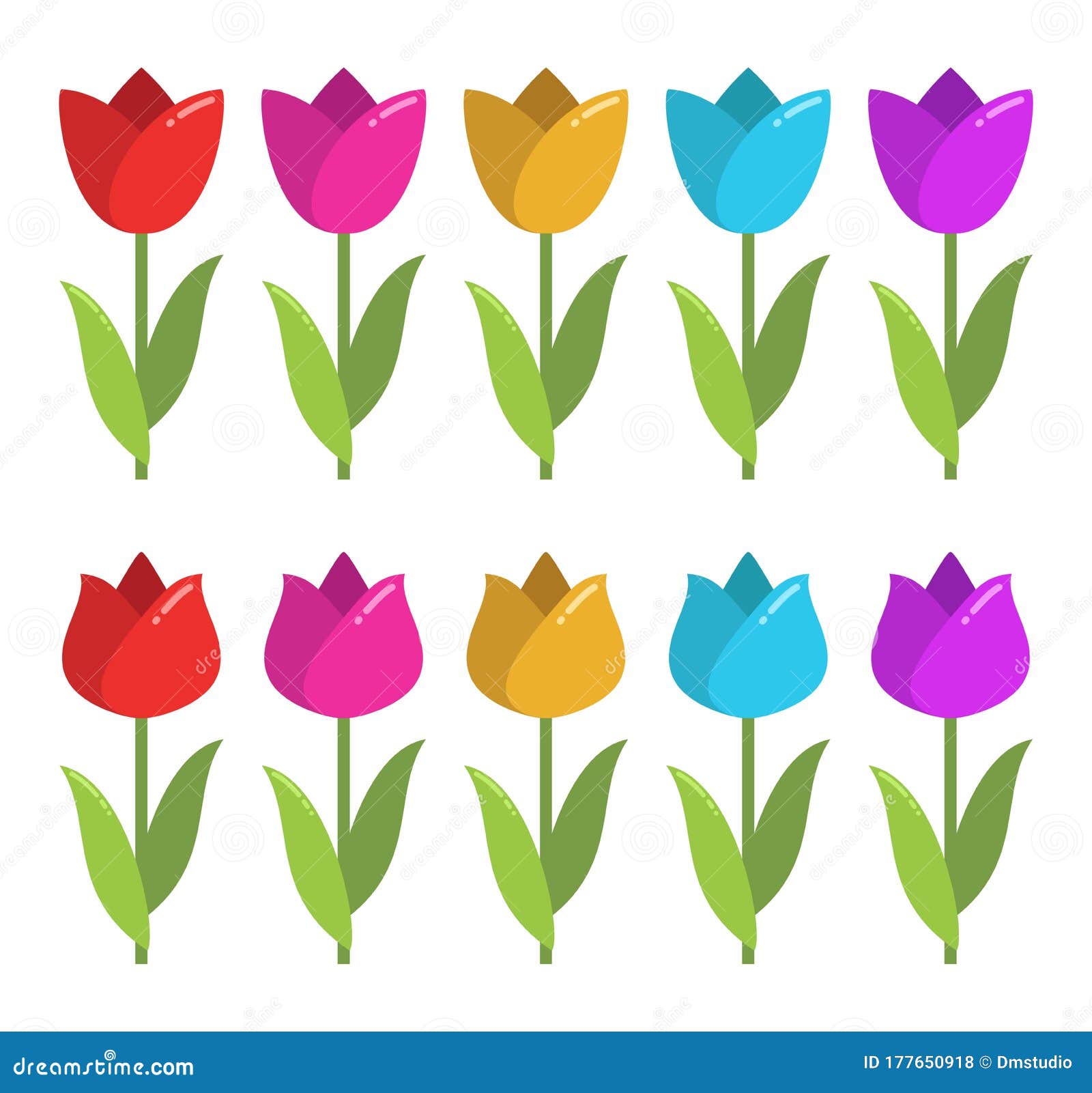 Vector Set of Colorful Tulips Stock Vector - Illustration of beauty ...