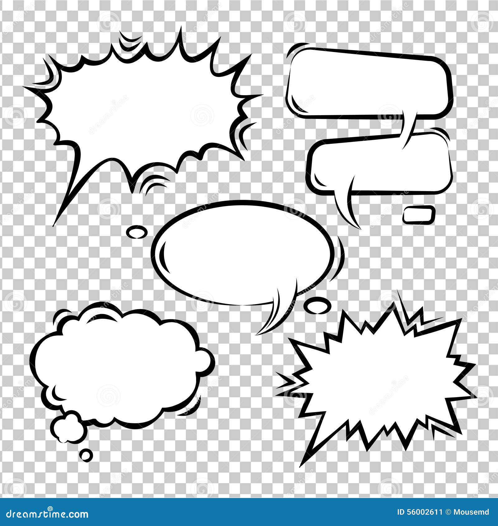 Vector Set of Comic Bubbles Empty Stock Vector Illustration of retro