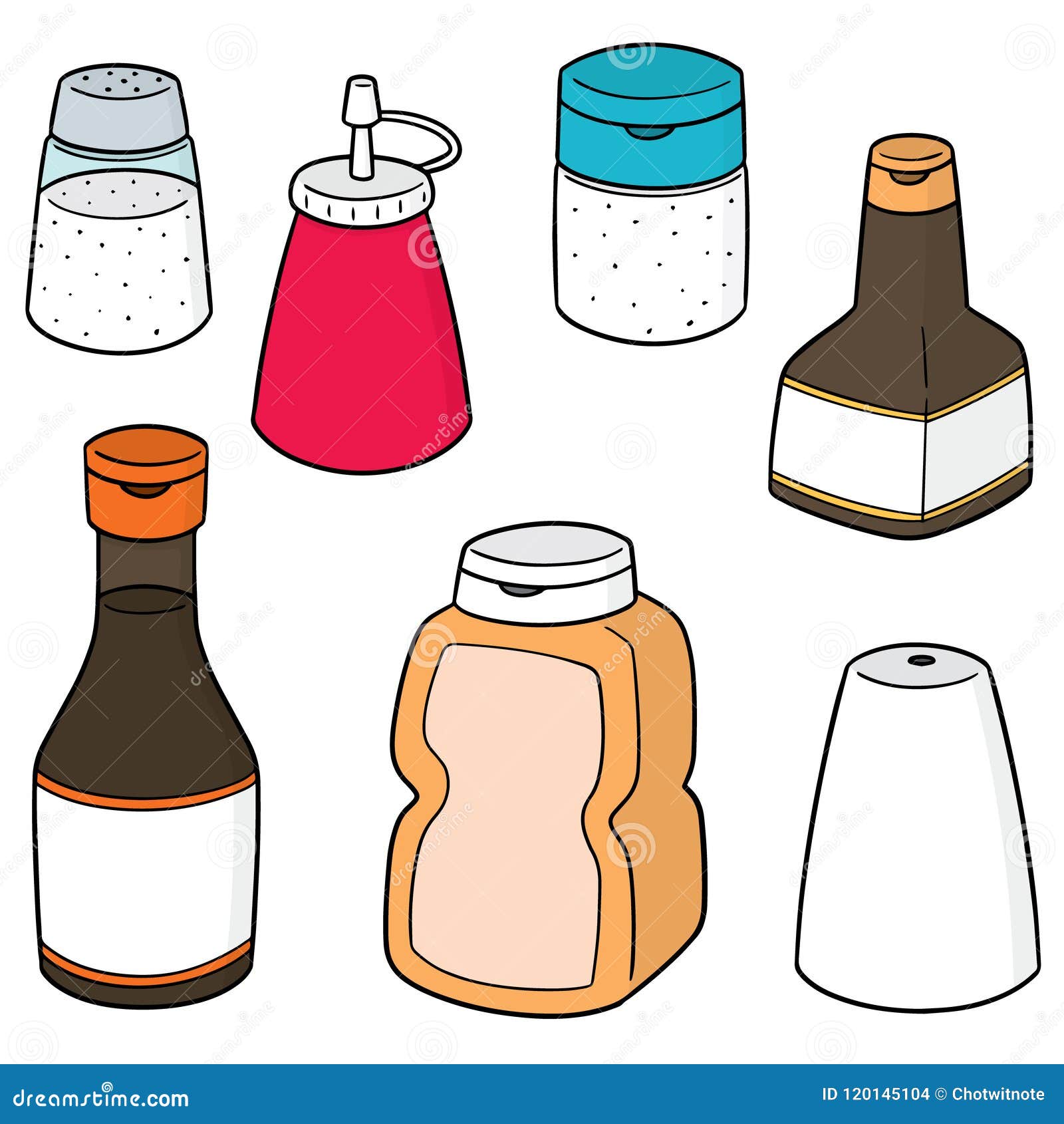 Vector Set of Condiment Bottles Stock Vector Illustration of bottle
