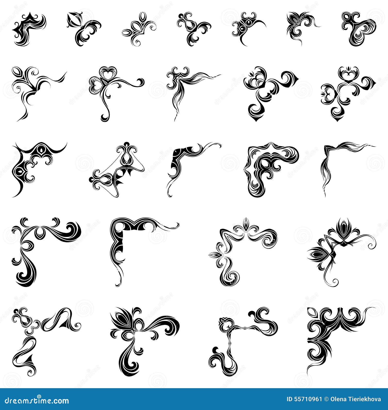 Vector Set of Corner Page Decorations. Stock Vector - Illustration of ...