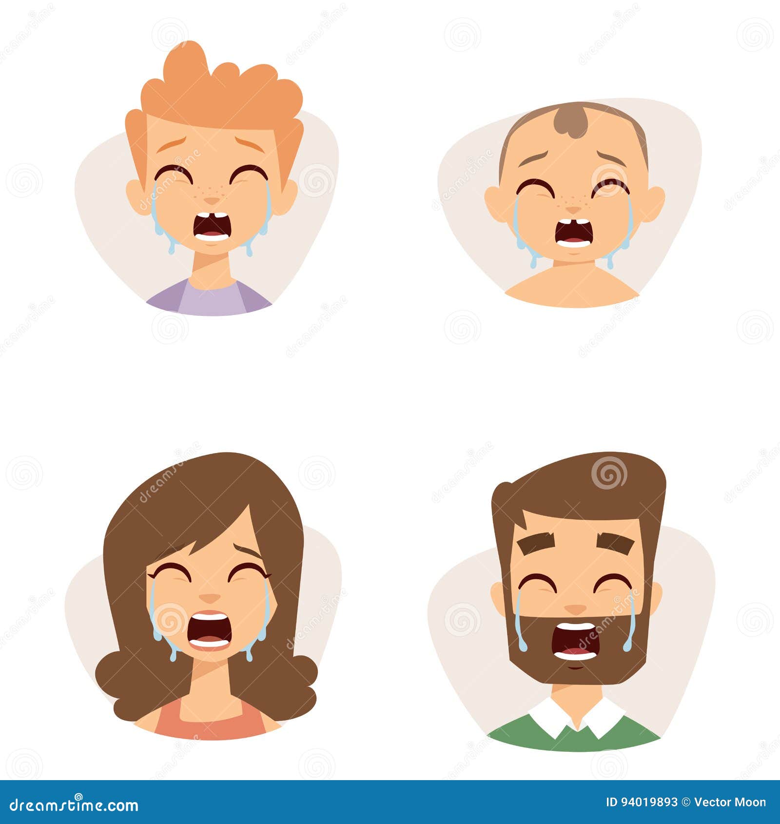 Cartoon face scared character emotion - vector clip art