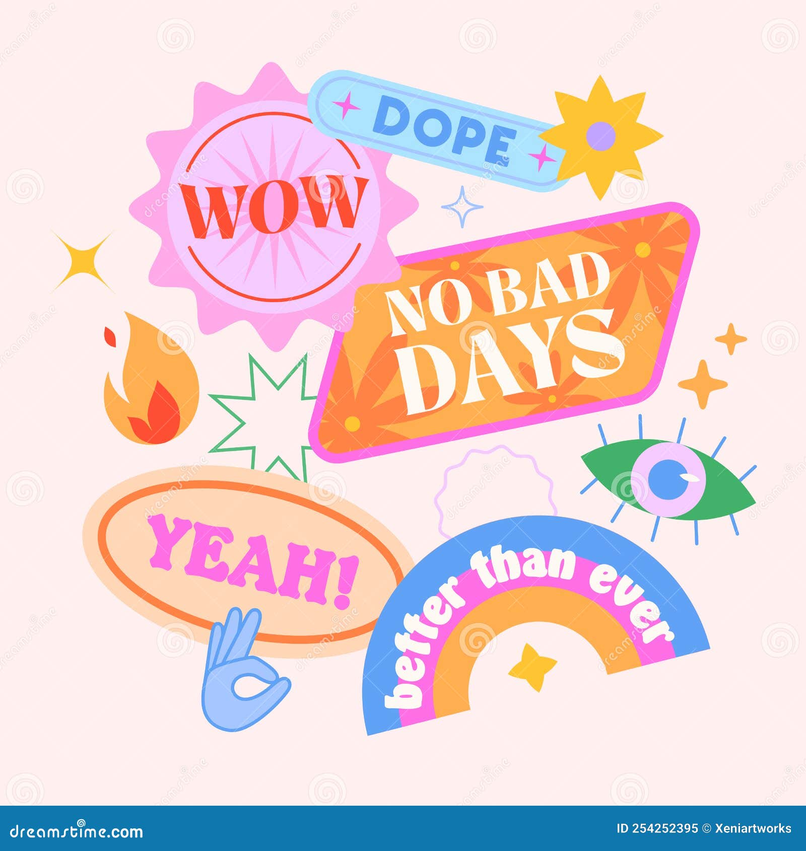 Stickers Flat Vector Illustration Stock Illustration - Download Image Now -  Sticker, Cute, Scrapbook - iStock