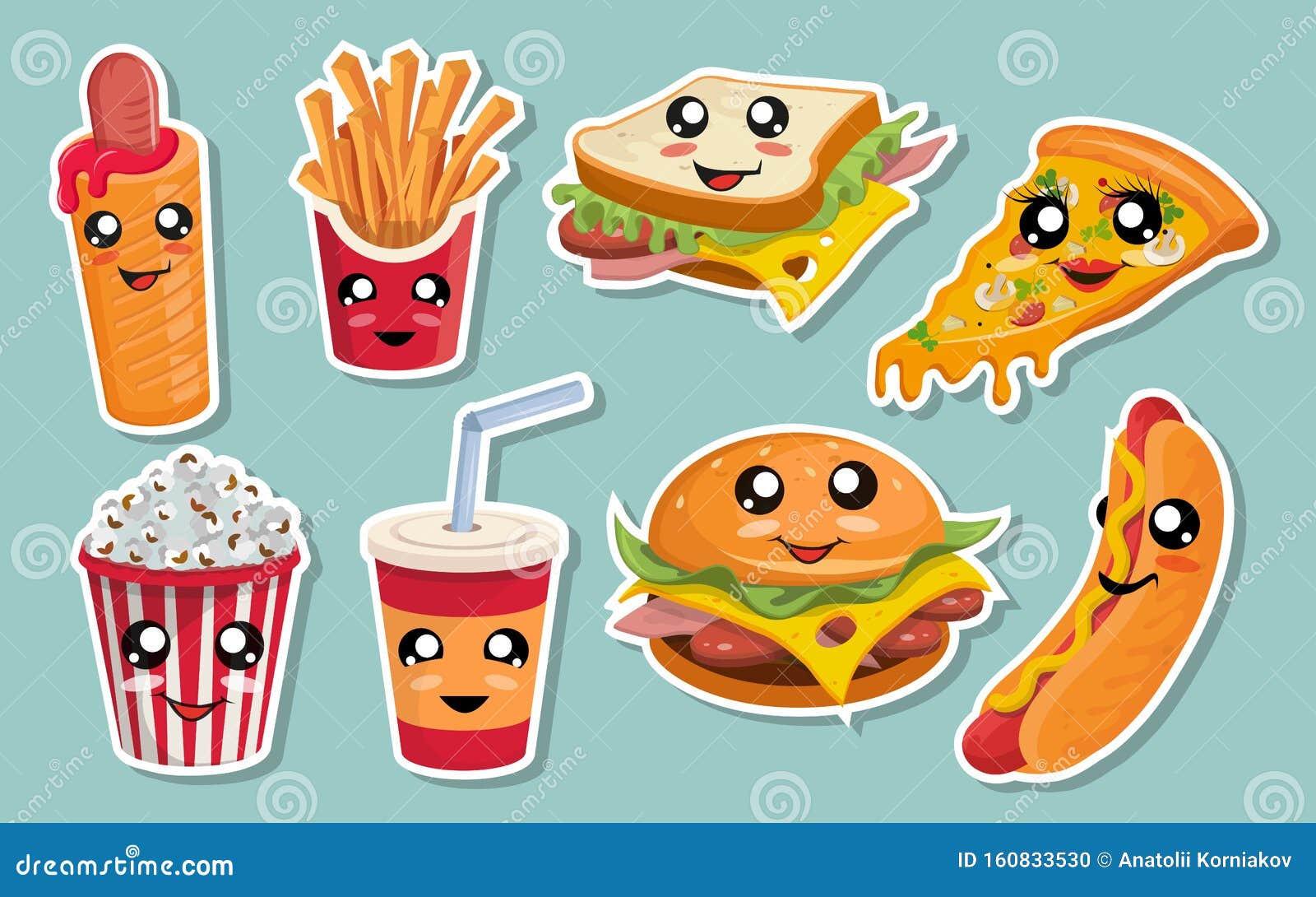 Vector Set of Cute Kawaii Fast Food. Kawaii Faces. Cartoon Fast Food. Kawaii Eyes Stock Vector - Illustration of happy, hamburger: 160833530 Vector Set of Cute Kawaii Fast Food. Kawaii Faces. Cartoon Fast Food. Kawaii Eyes Stock Vector - Illustration of happy, hamburger: 160833530