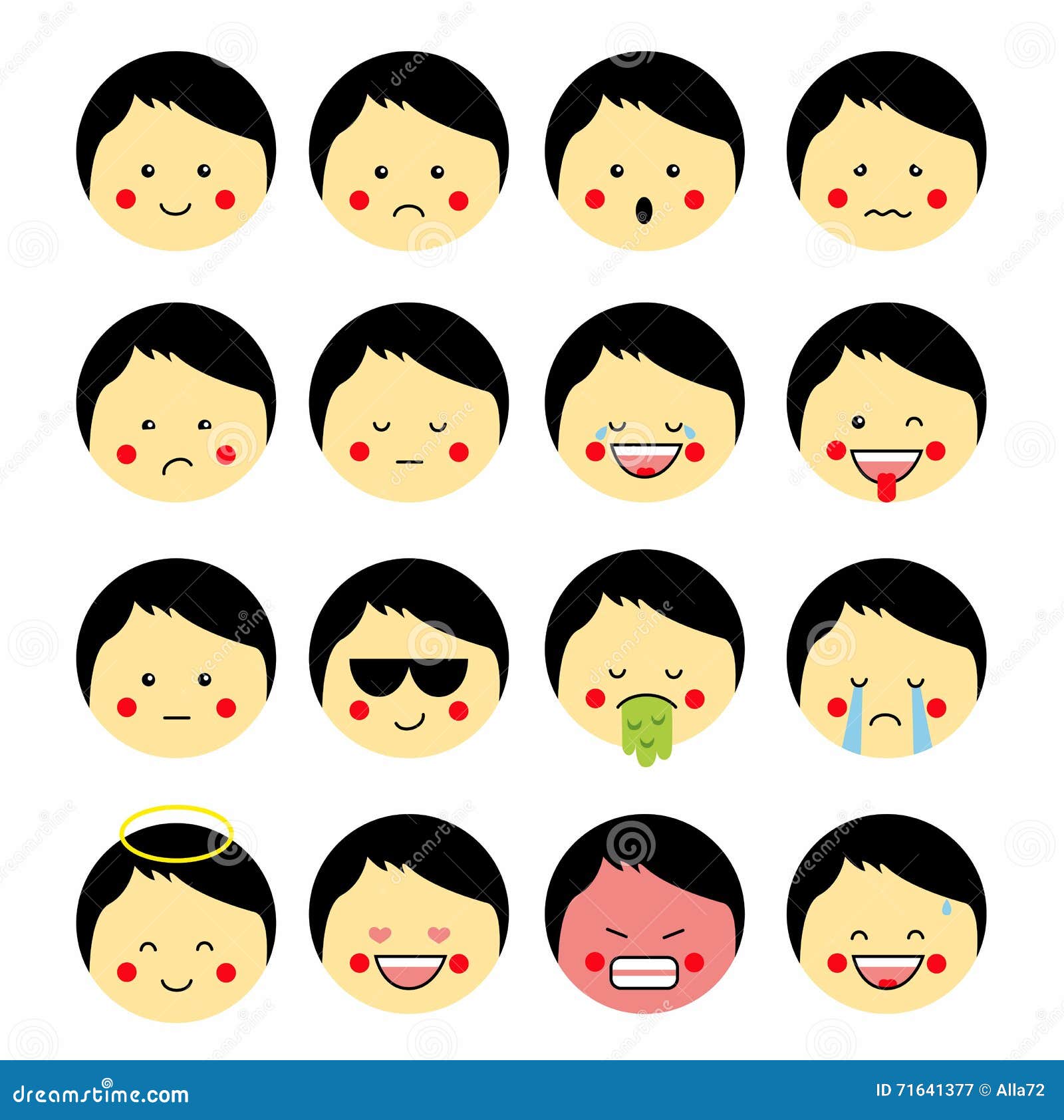 Vector Set of Cute Smileballs. Vector , Isolated, Emoticon. Stock