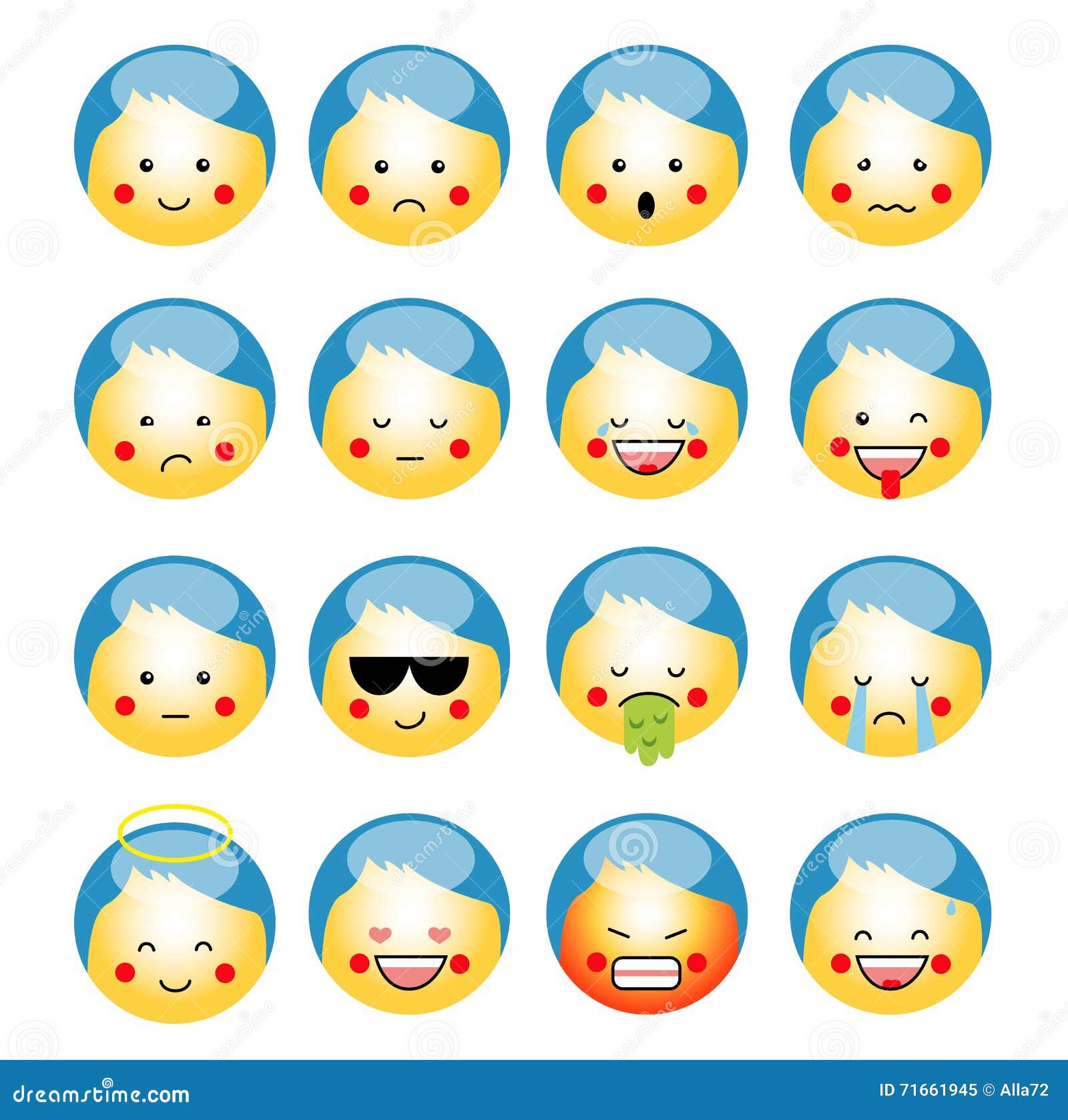 Vector Set of Cute Smileballs. Vector , Isolated, Emoticon. Stock