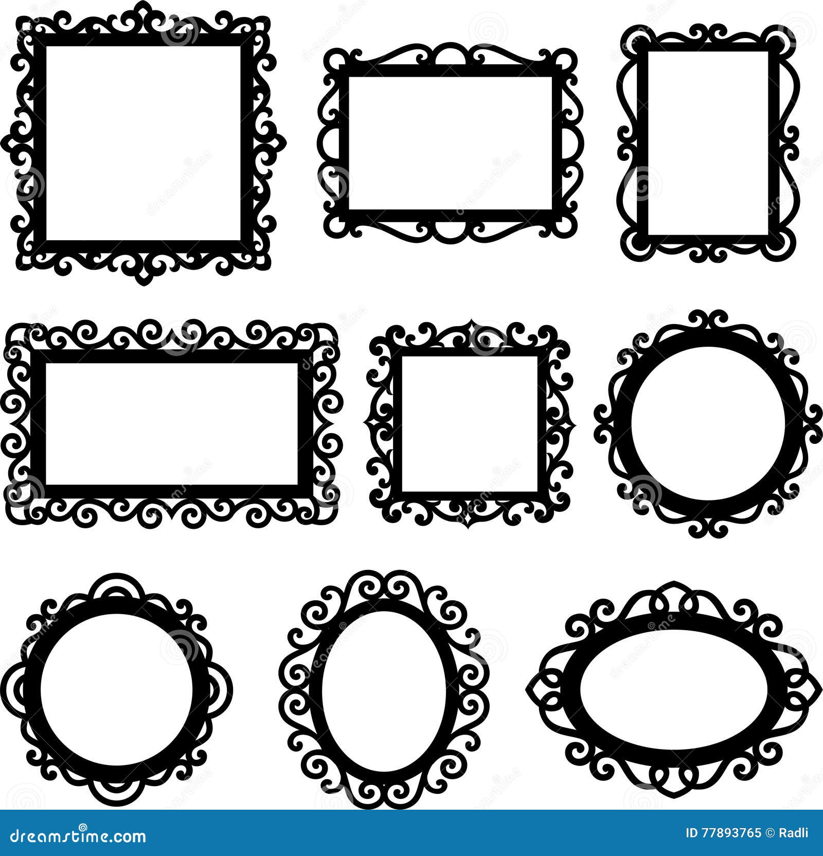 Vector Set of Decorative Ornamental Frame Silhouettes Stock Vector ...