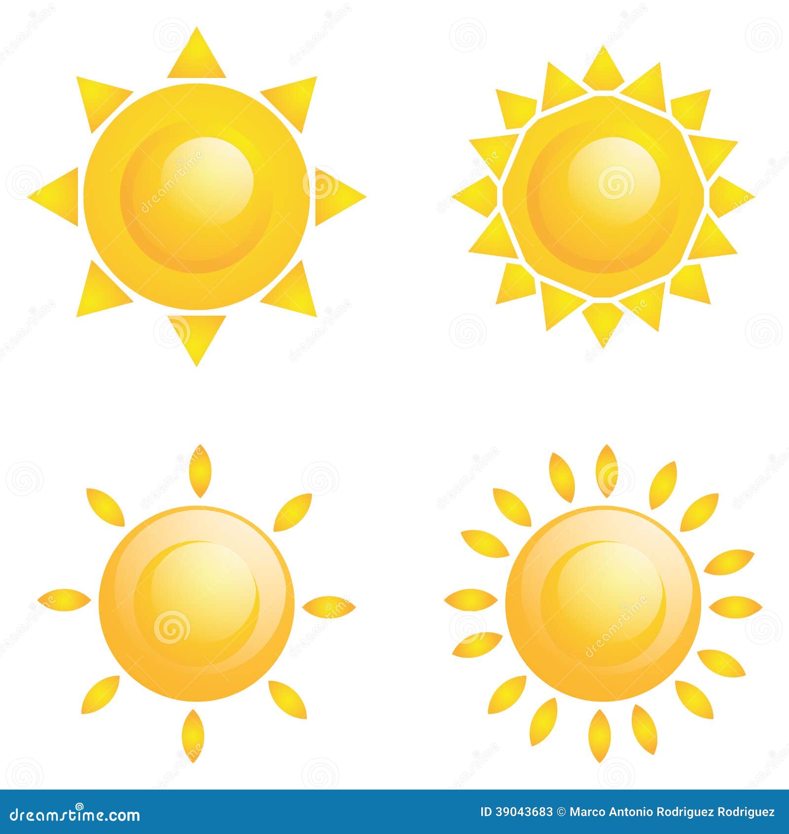Vector Set of Different Abstract Suns Isolated Stock Vector ...