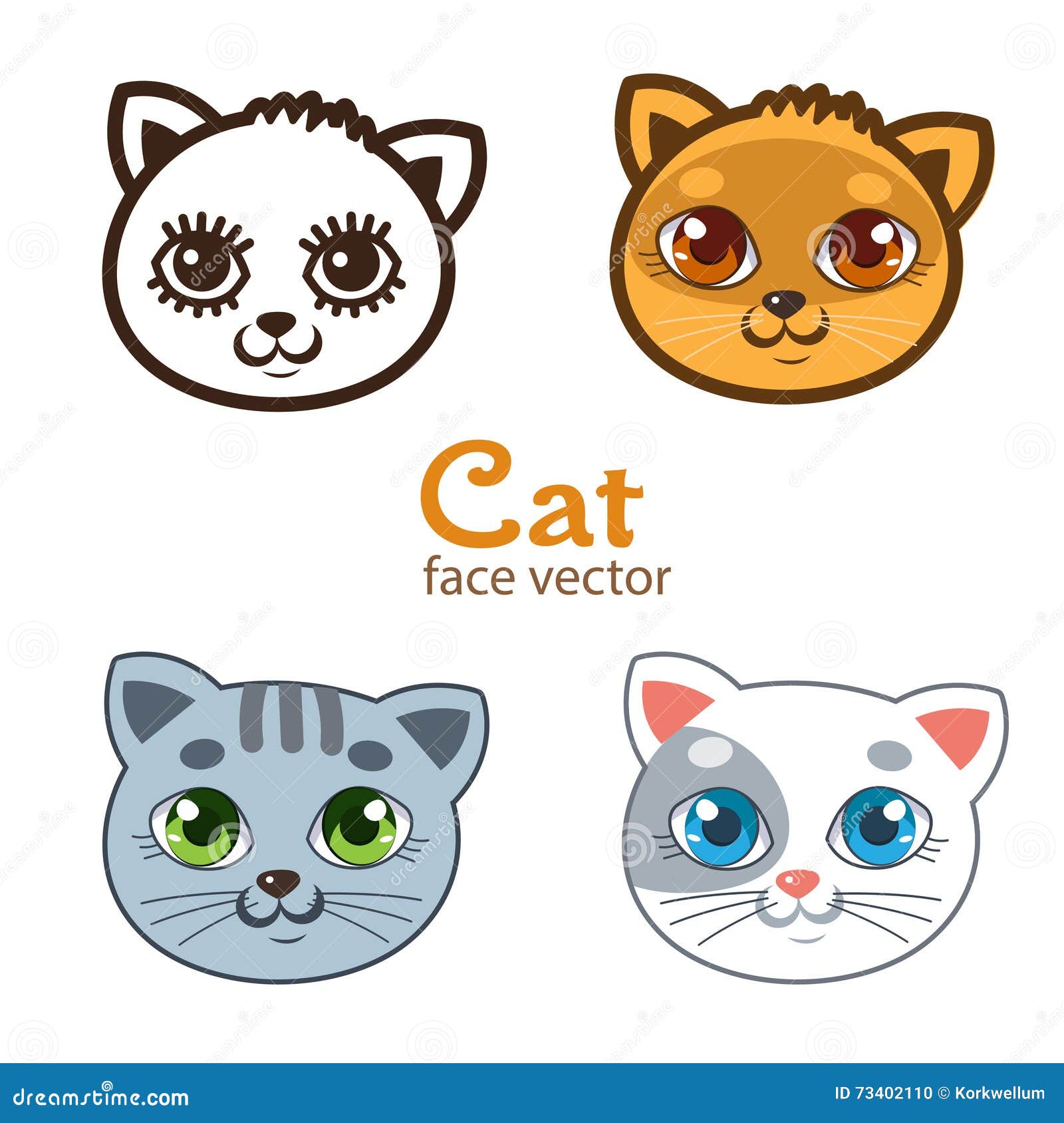 Cute cat face feline cartoon animal icon Vector Image