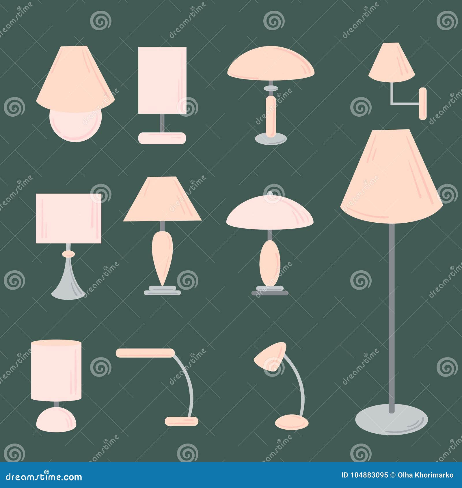 Vector Set Of Different Types Of Indoor Lighting Stock