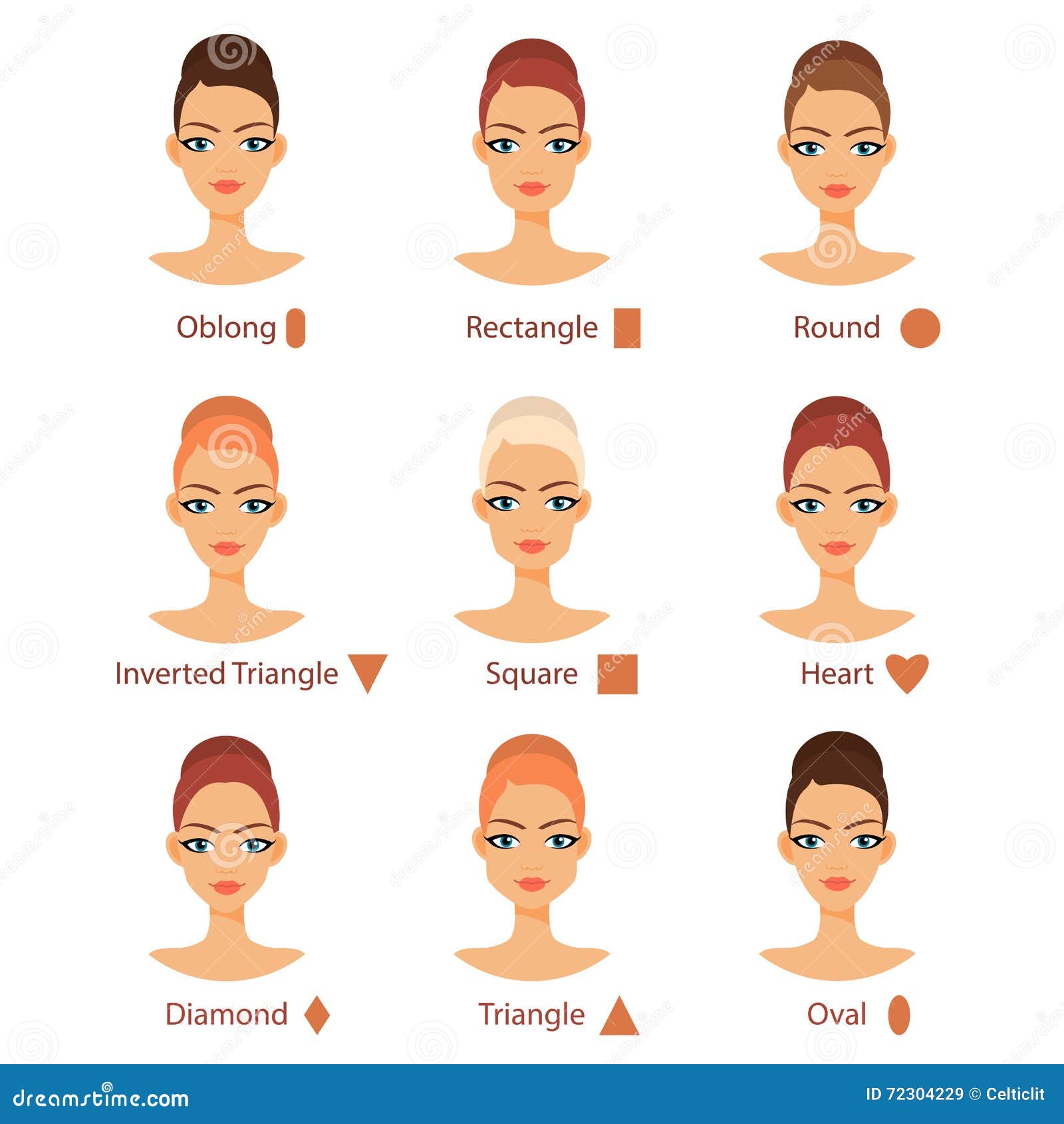 vector set of different womans face types stock vector