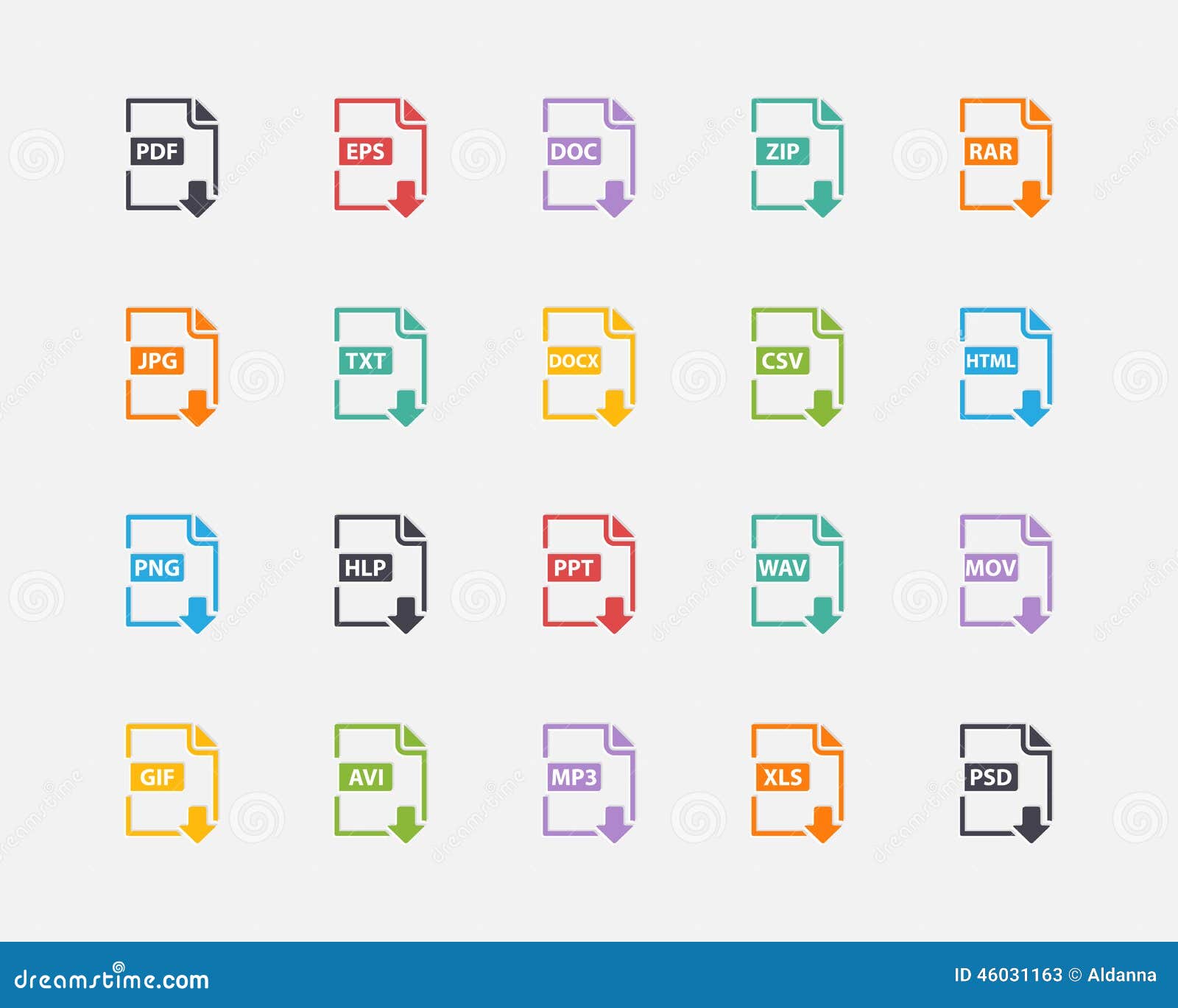 Vector Set Of Document File Formats And Labels Stock ...