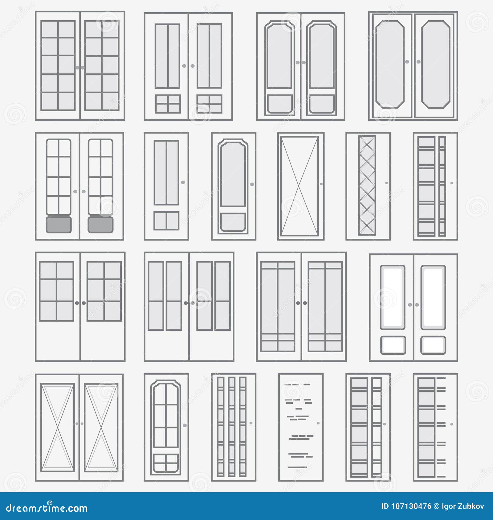 Vector Set of Doors. Collection of Stylized Interior Doors. Linear Art ...