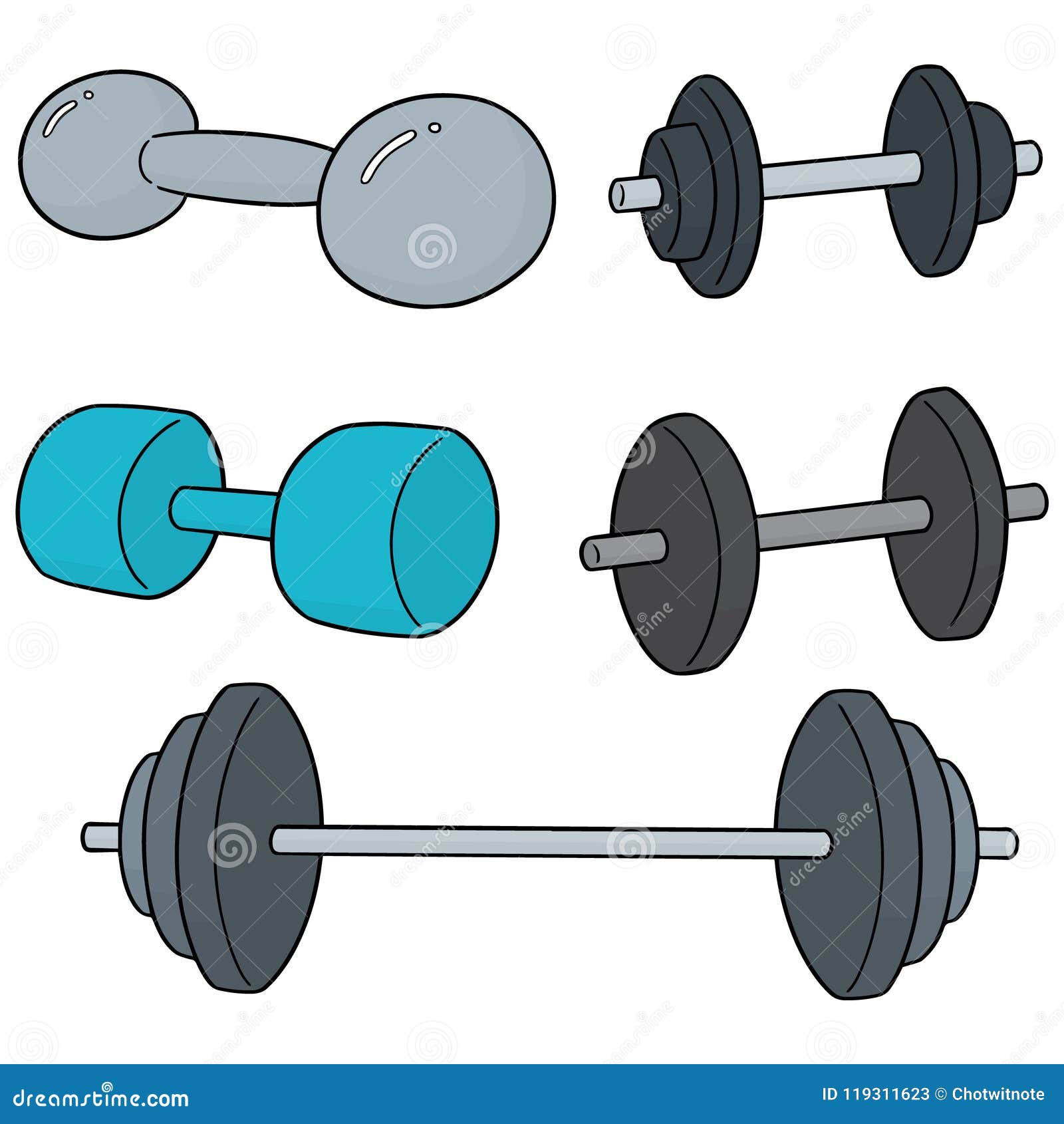 Vector set of dumbbell stock vector. Illustration of clip - 119311623