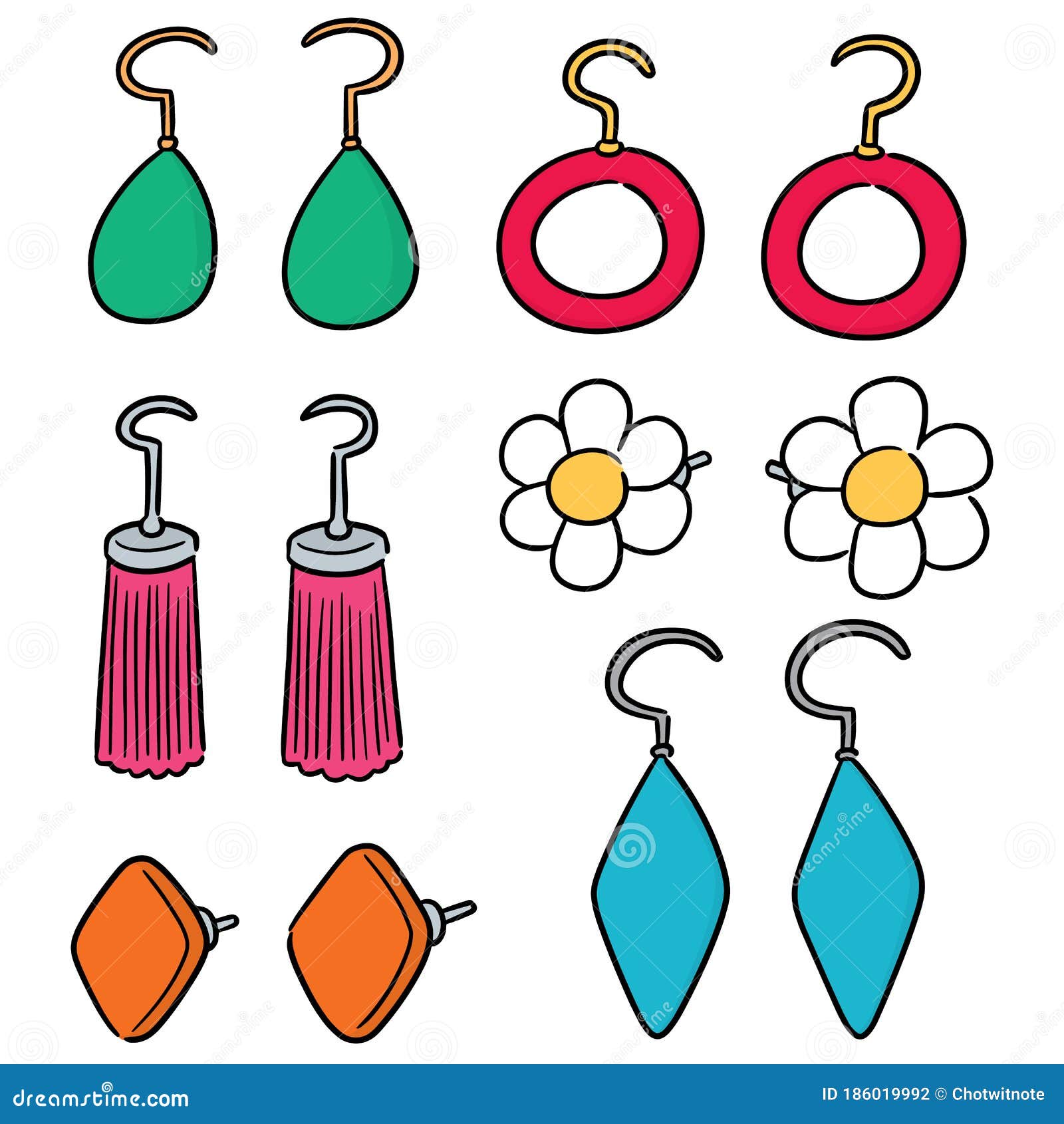 Vector set of earrings stock vector. Illustration of jewel - 186019992