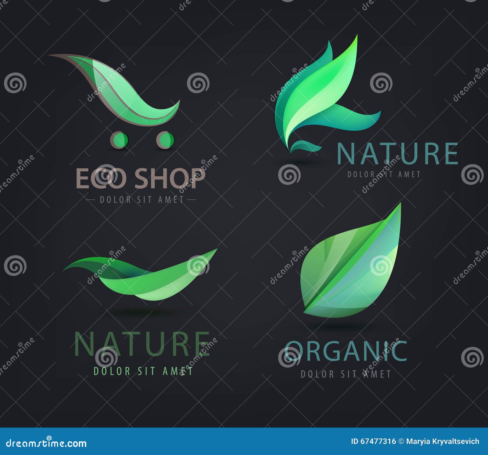 Vector Set of Eco Logos, Leaves, Organic Stock Vector - Illustration of ...