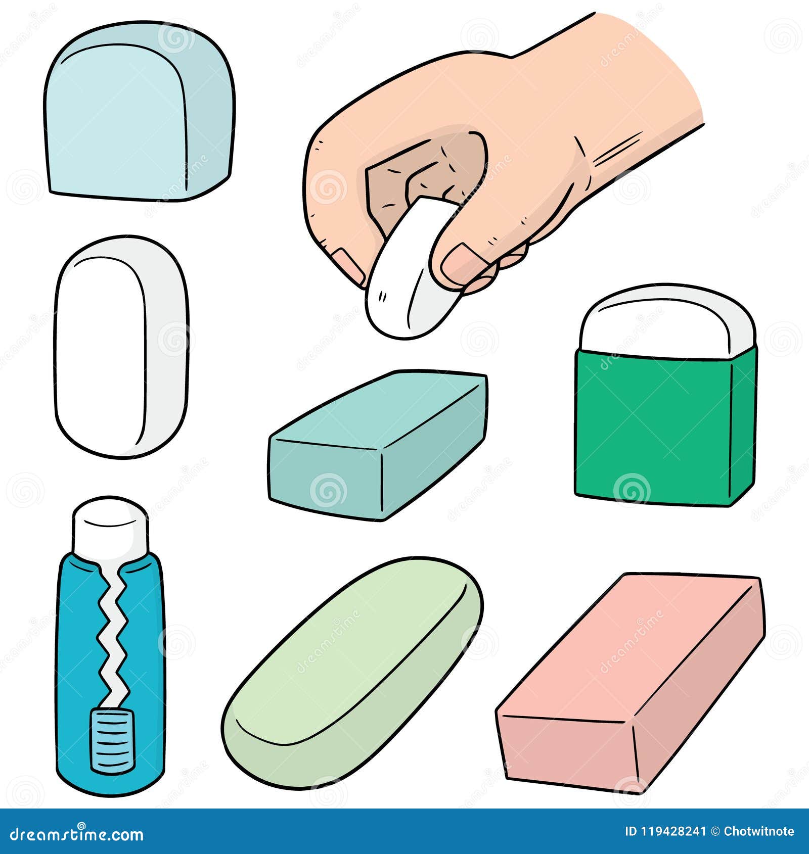 Vector set of eraser stock vector. Illustration of paper 119428241