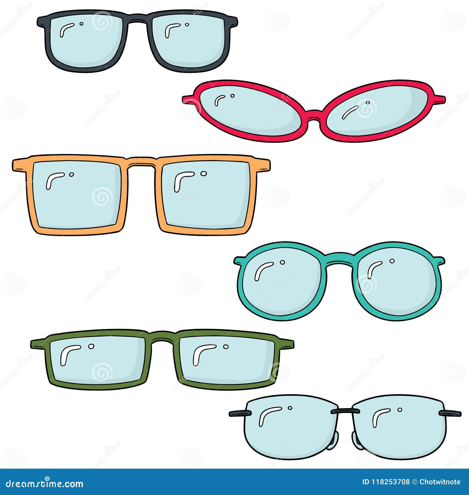 Vector set of eyeglasses stock vector. Illustration of frame 118253708