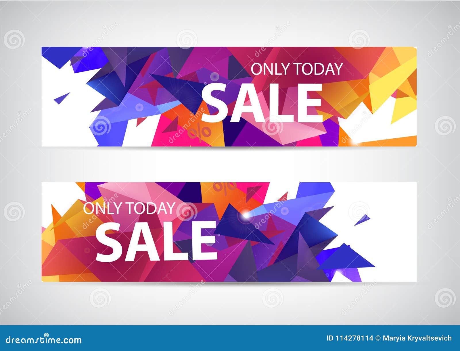 Vector Set Of Faceted 3d Shape Sale Banners. Use For Web ...