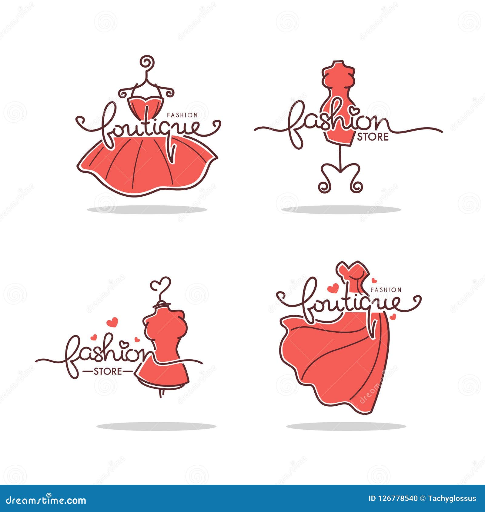  set of fashion boutique and store logo, label, emblems wi