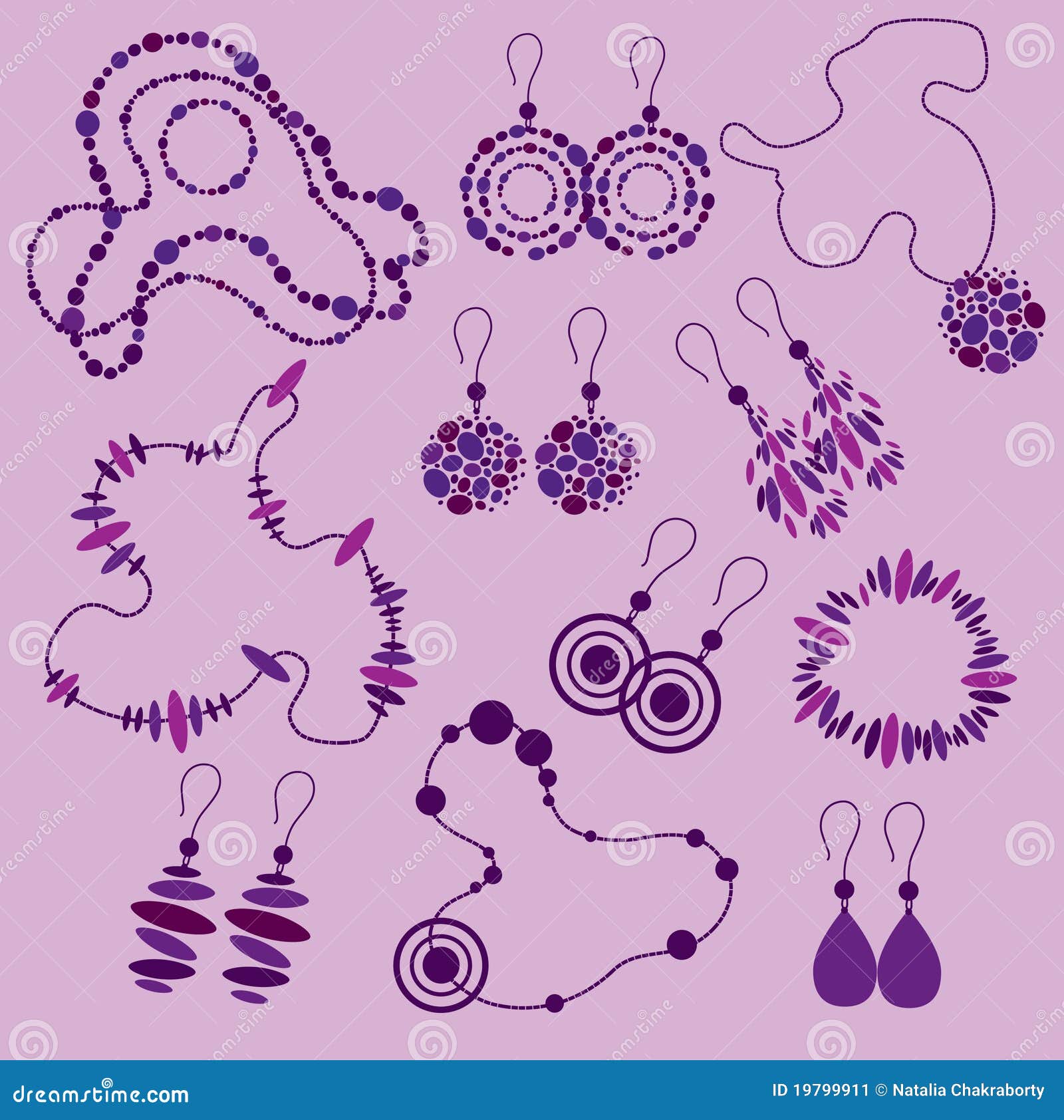 Vector Set of Fashion Jewelry Stock Vector Illustration of earrings