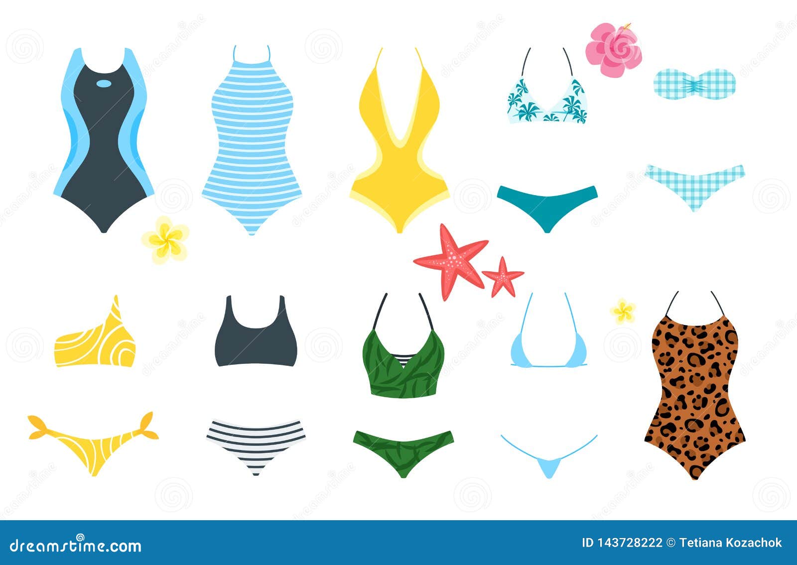 Vector Set of Female Swimsuit Stock Vector - Illustration of pool ...