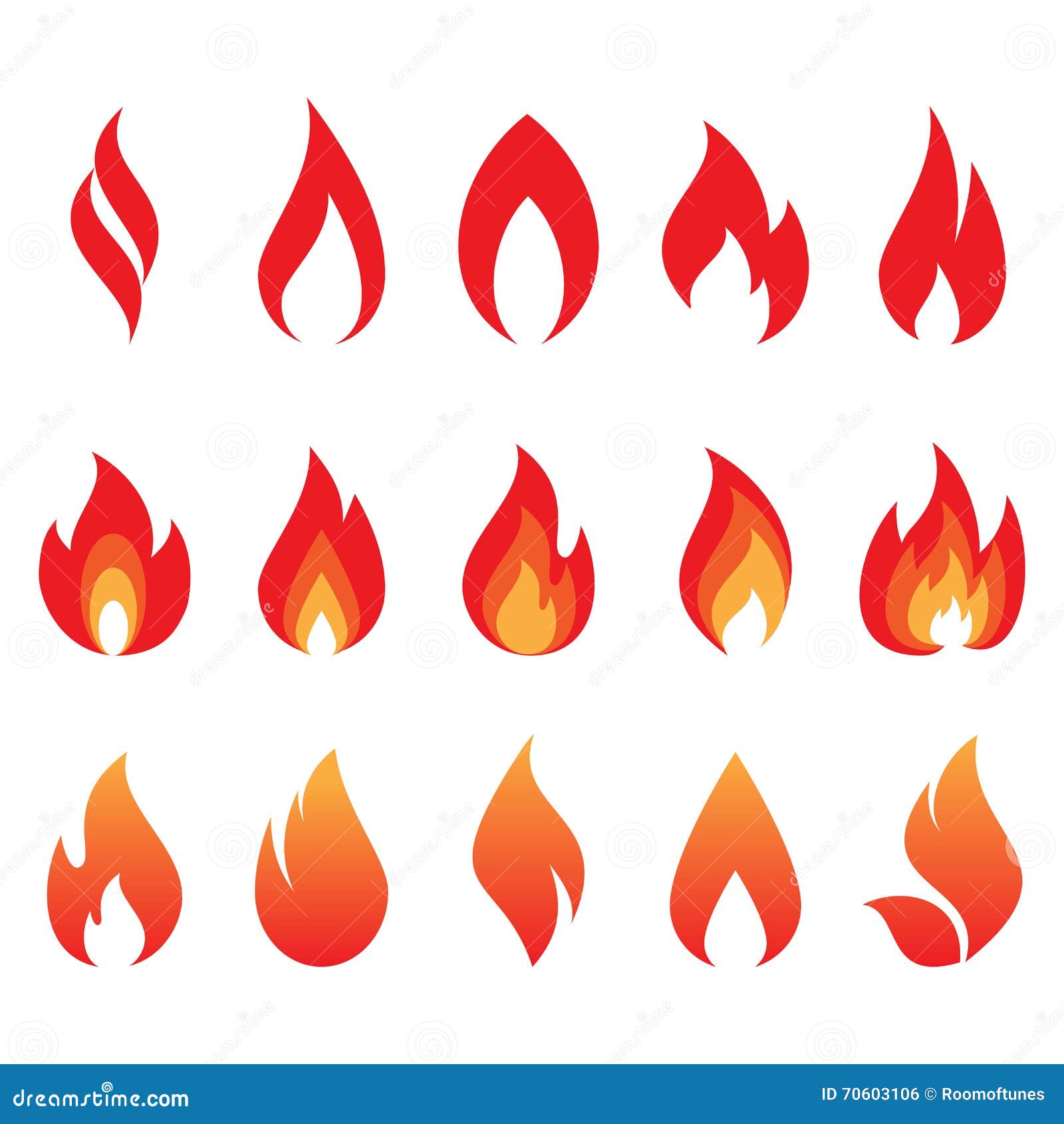 Vector set of fire flames stock vector. Illustration of shiny - 70603106