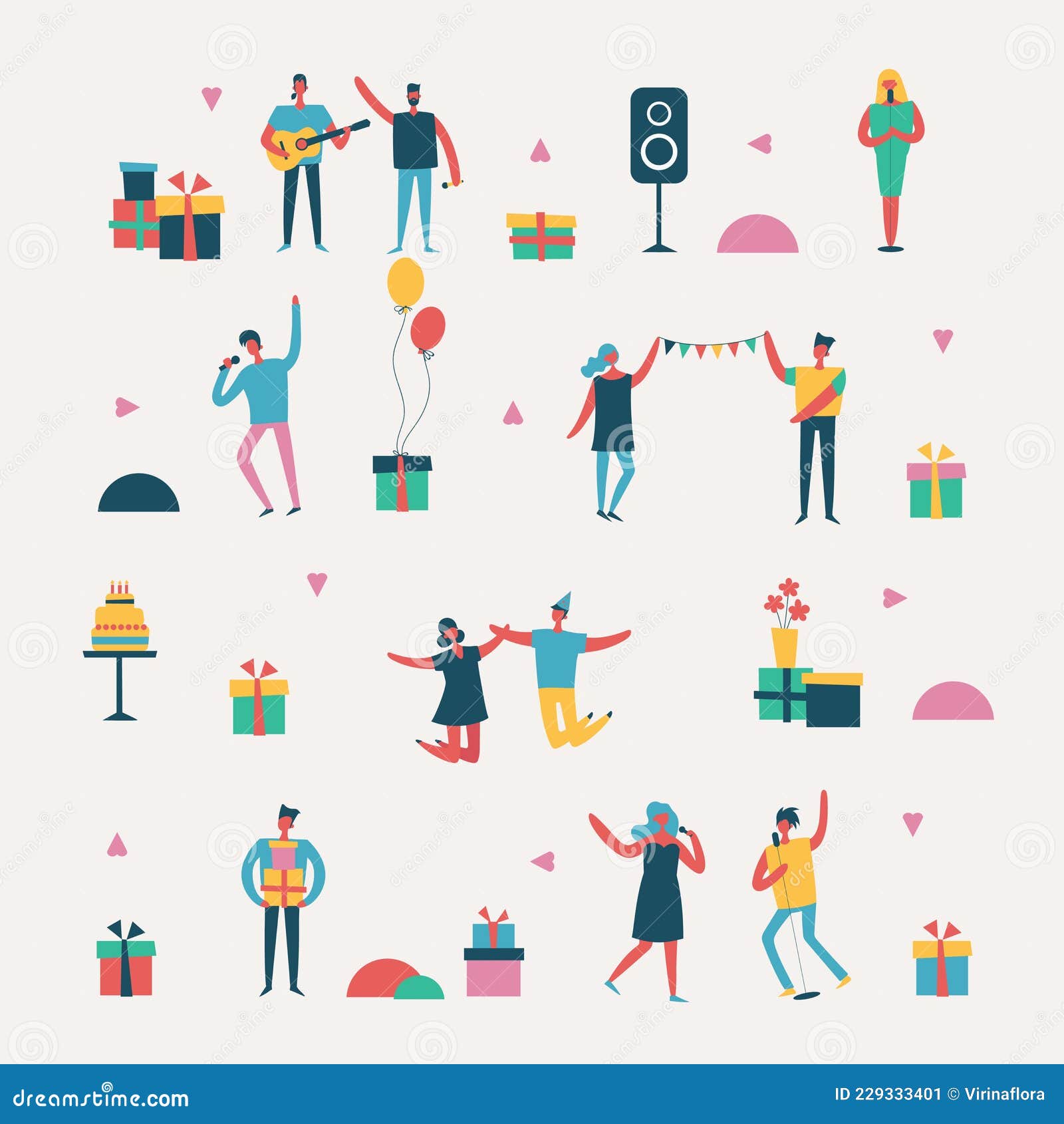 Vector Set in a Flat Style of Group of Happy Friends Celebrating ...