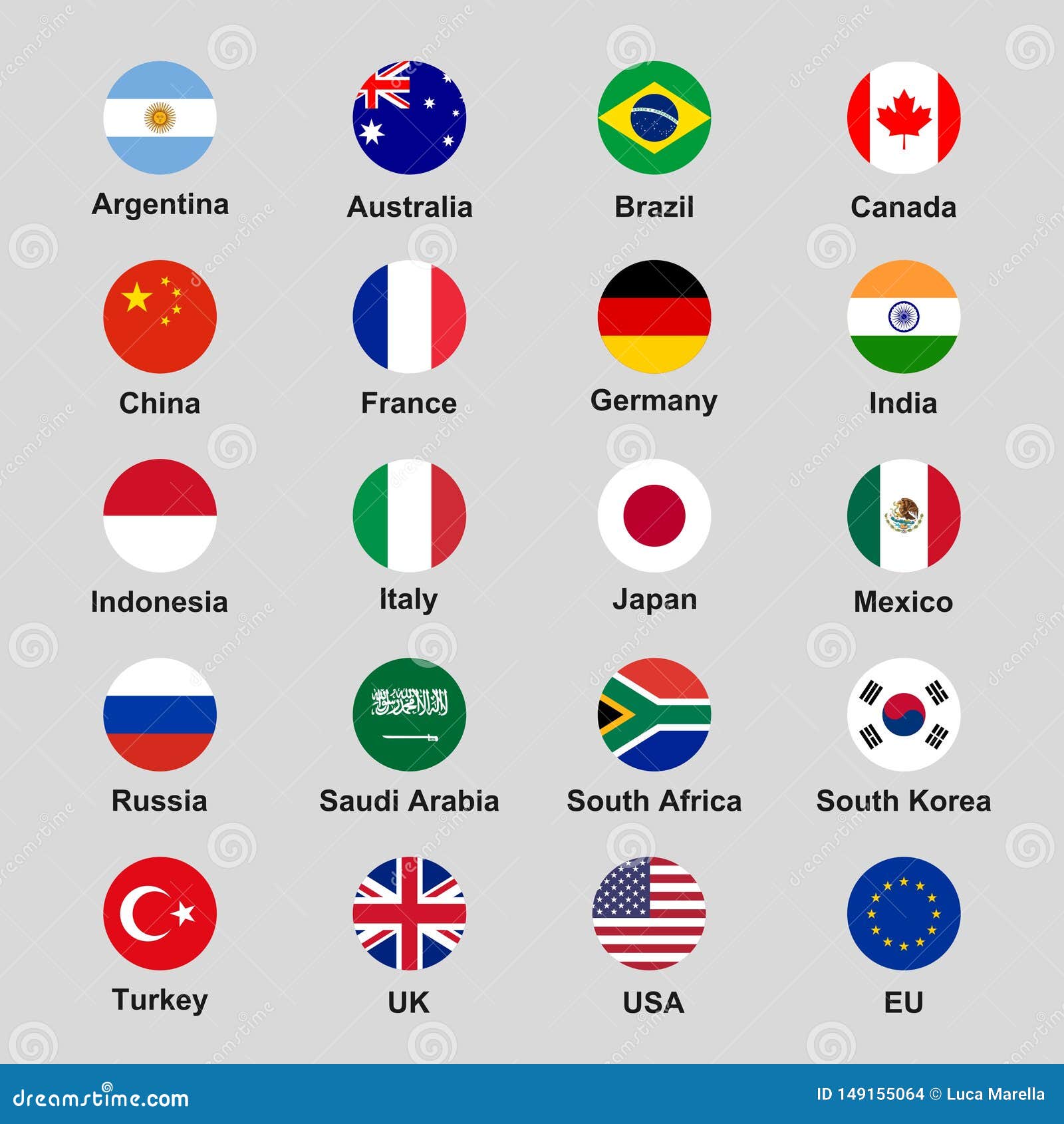 Vector Set of G20 States Official Flags in Rounded Format Stock Vector Illustration of germany