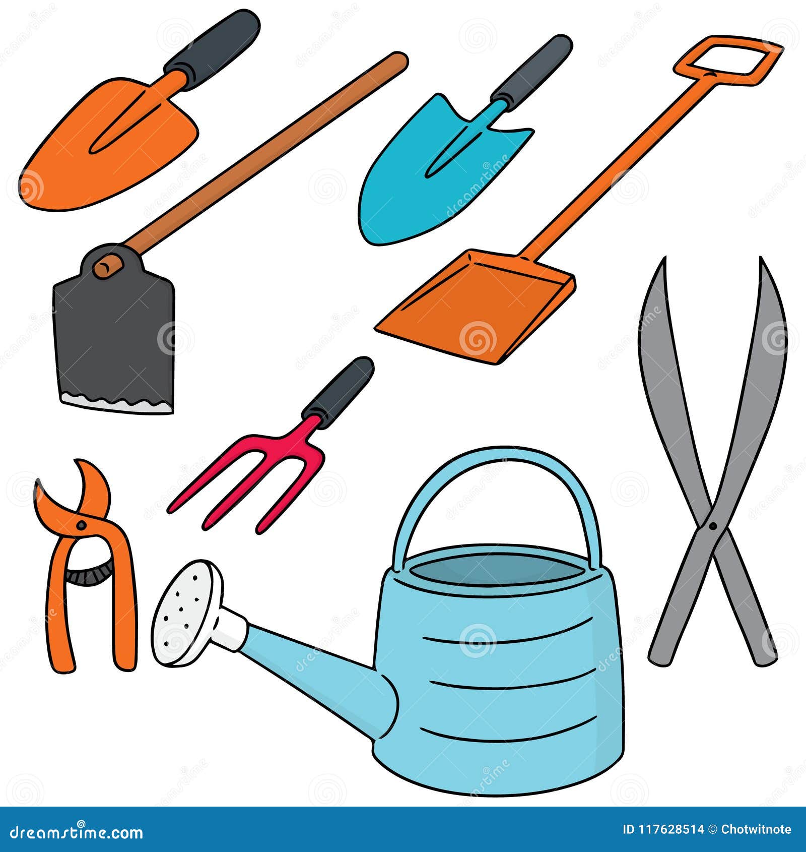 Vector Set of Gardening Tool Stock Vector Illustration of doodle