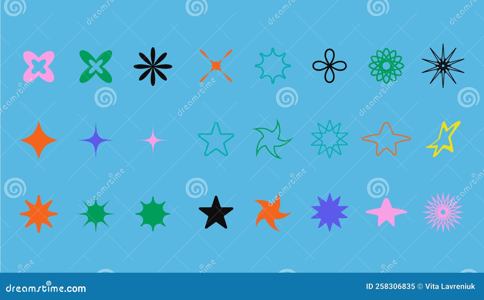 Vector set of geometric shapes with mesh gradient background